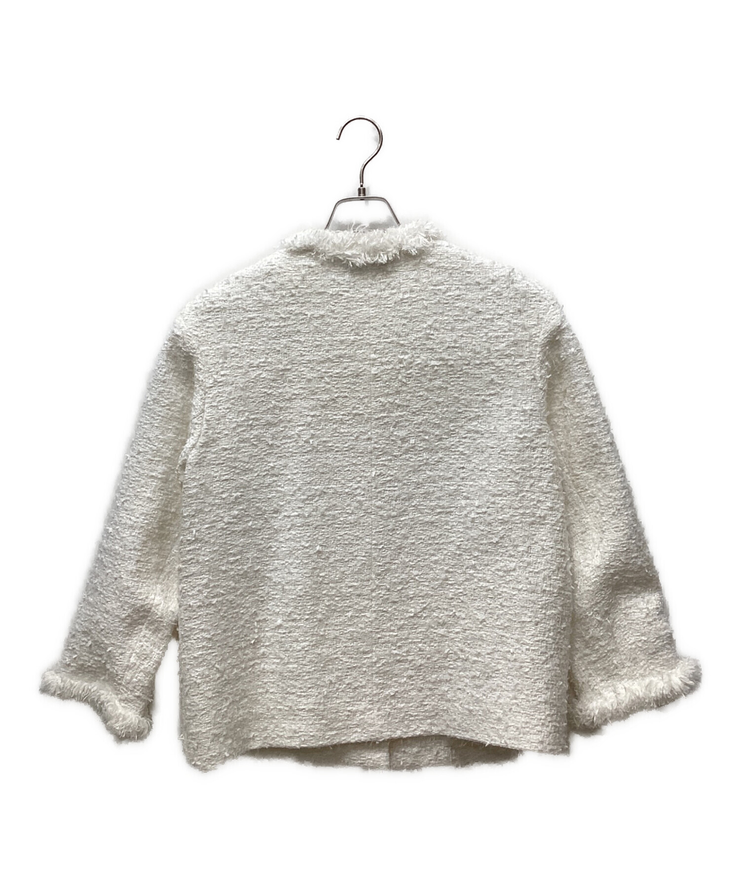 【極美品】UNITED ARROWS ノーカラー ツイードジャケット ホワイト 中古・古着通販】UNITED ARROWS (ユナイテッドアローズ) ファンシー