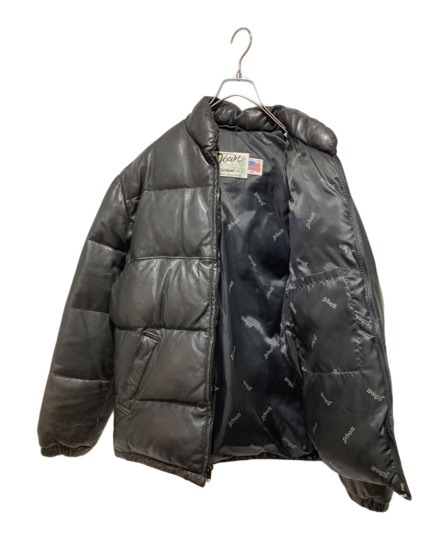 中古・古着通販】Schott (ショット) レザーダウンジャケット ブラック