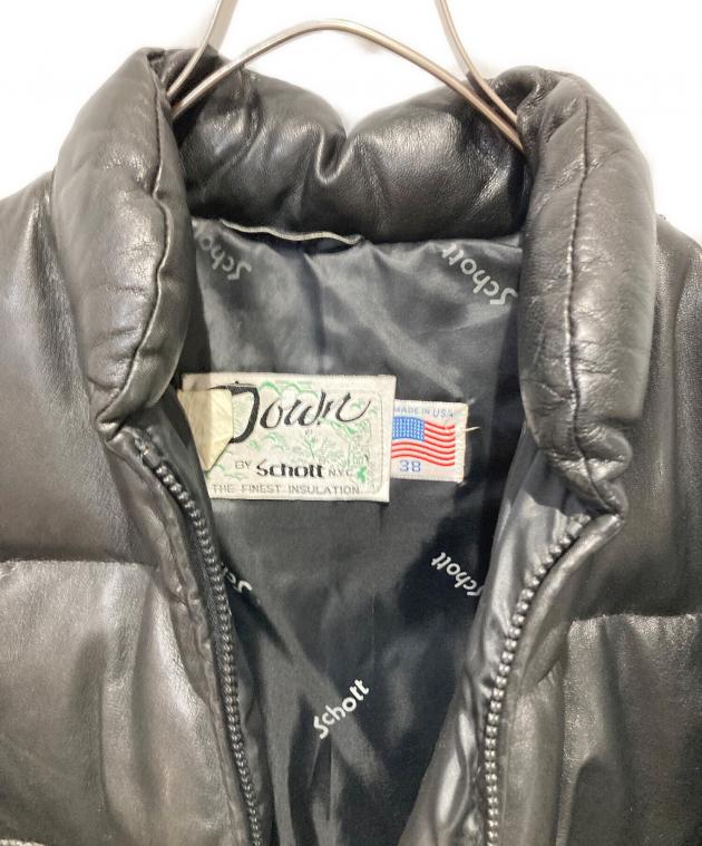 中古・古着通販】Schott (ショット) レザーダウンジャケット ブラック