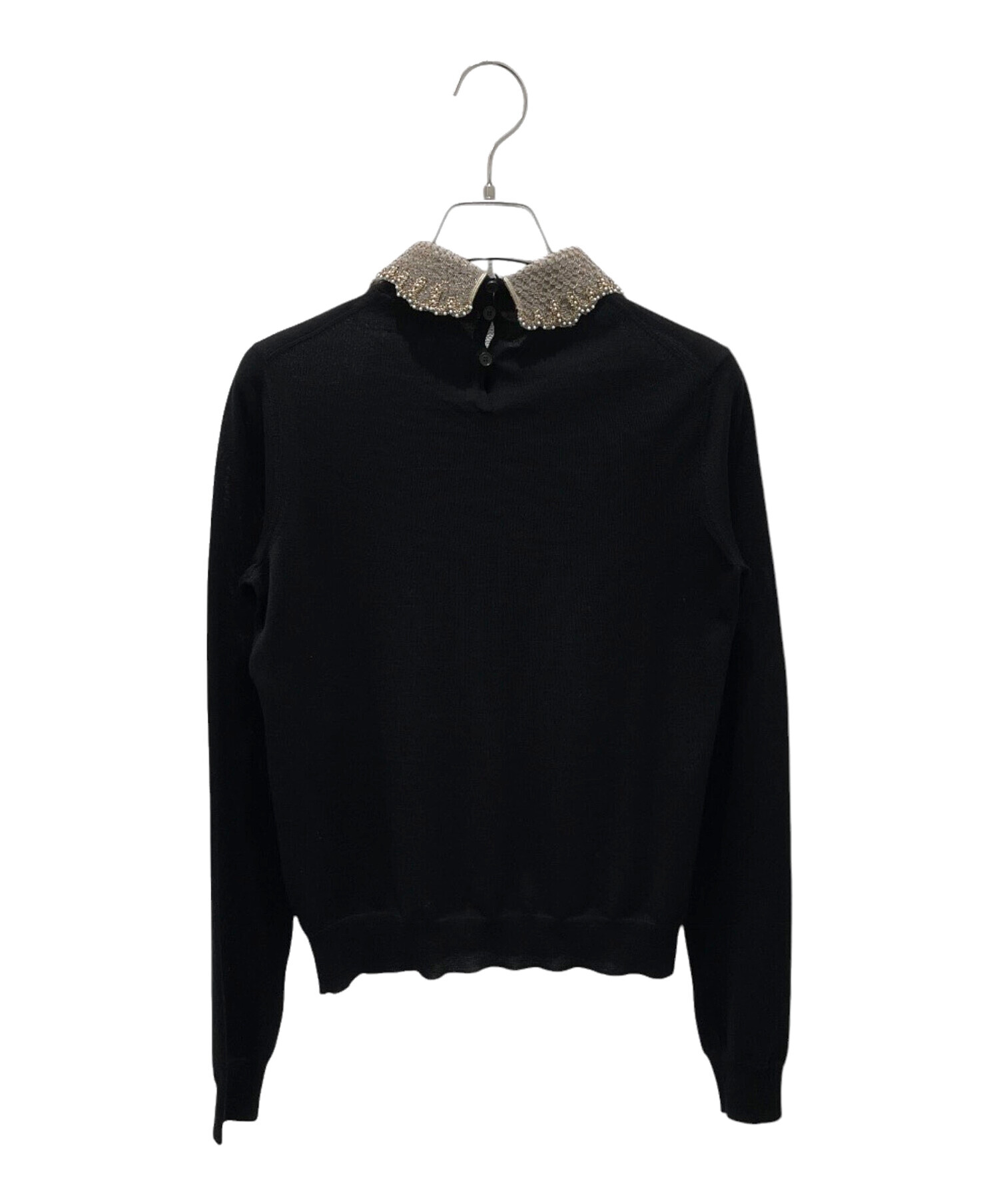 クリスチャンディオール フリル タートルネック ニット F36 黒 ブラック 中古・古着通販】Christian Dior (クリスチャン ディオール
