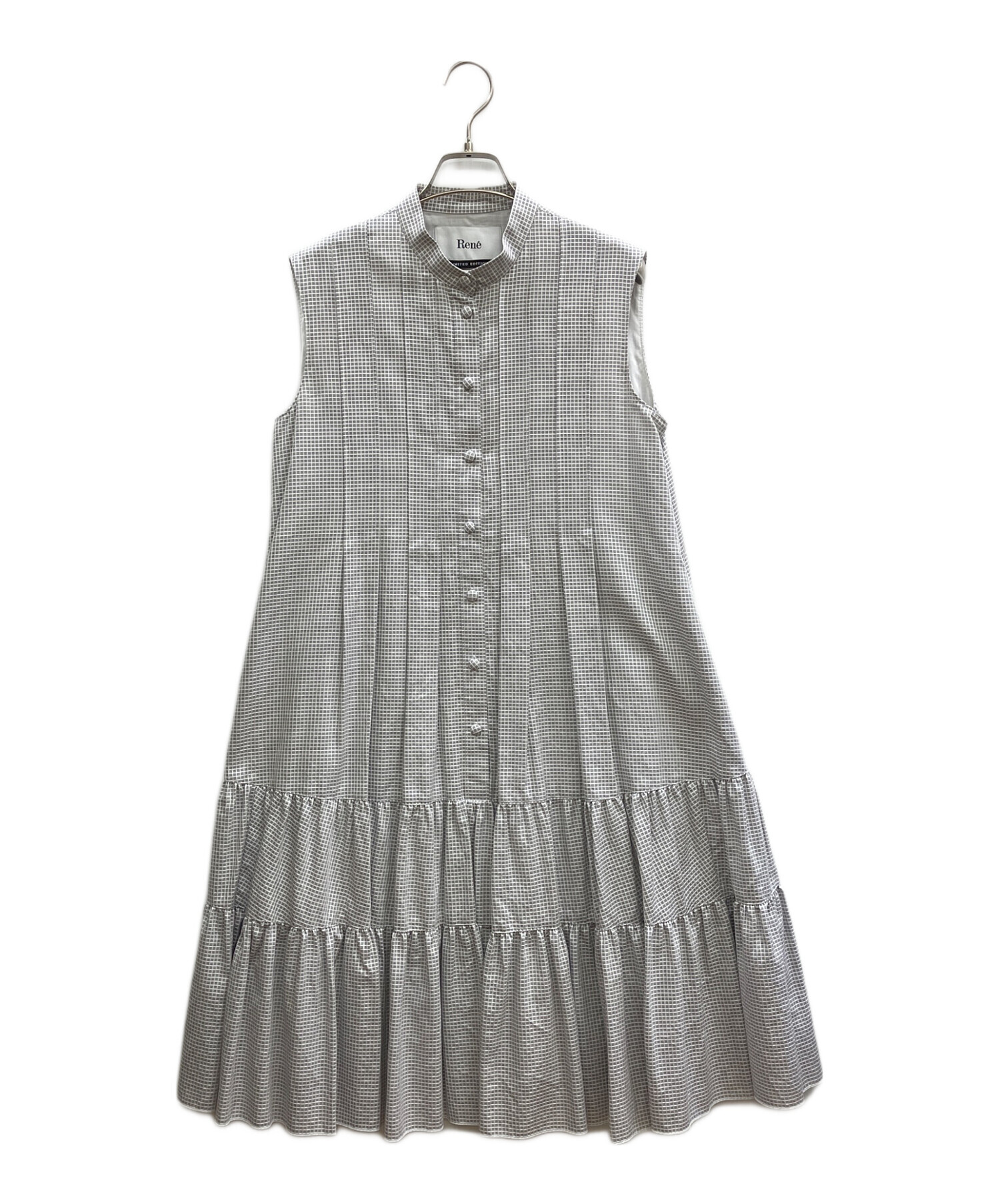 René ノースリーブワンピース 36 グレー 中古・古着通販】Rene (ルネ) ティアードノースリーブワンピース