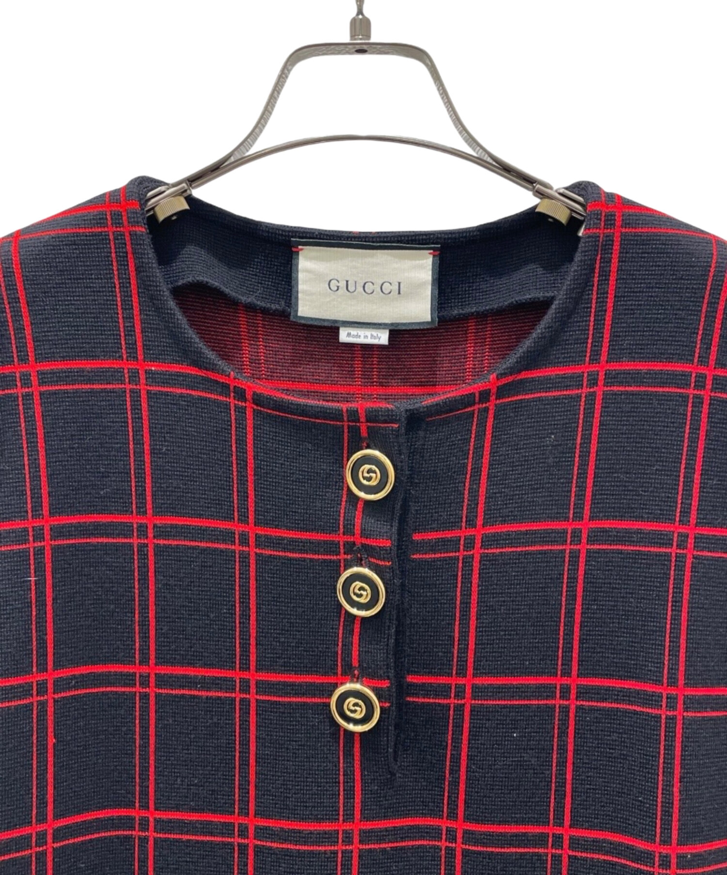 『GUCCI』グッチ (S) リブネックノースリーブニット GUCCI（グッチ） 【新品同様】グッチ コットンニット ノースリーブ