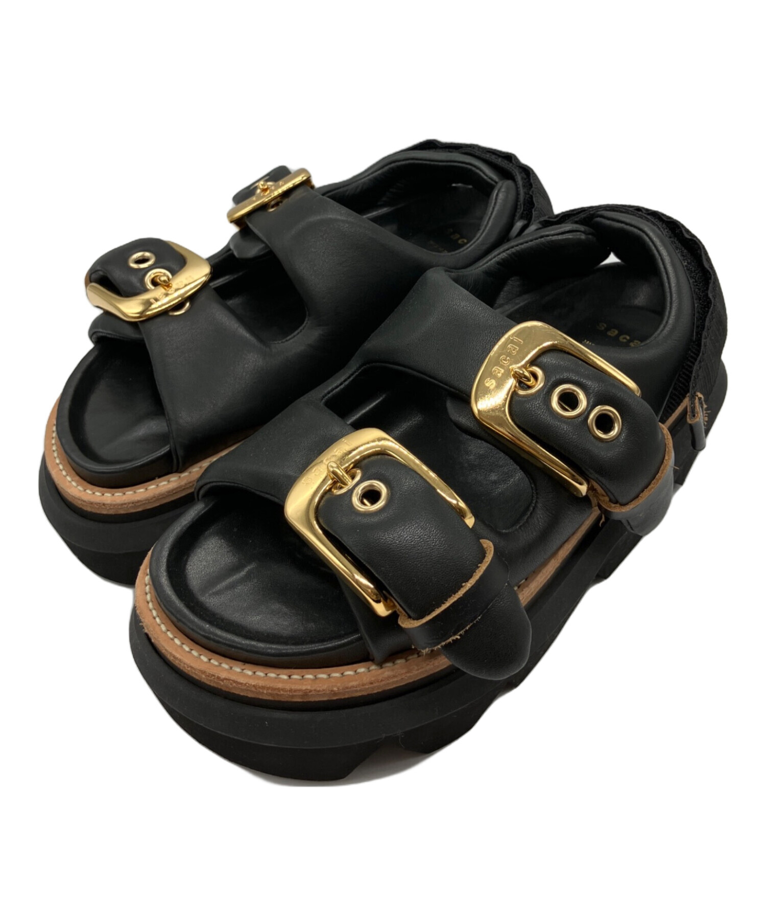 ♪送料無料★sacai★レザーベルトサンダル★黒★40(約25～26cm)♪ 中古・古着通販】sacai (サカイ) Belt Sandals ブラック サイズ:37