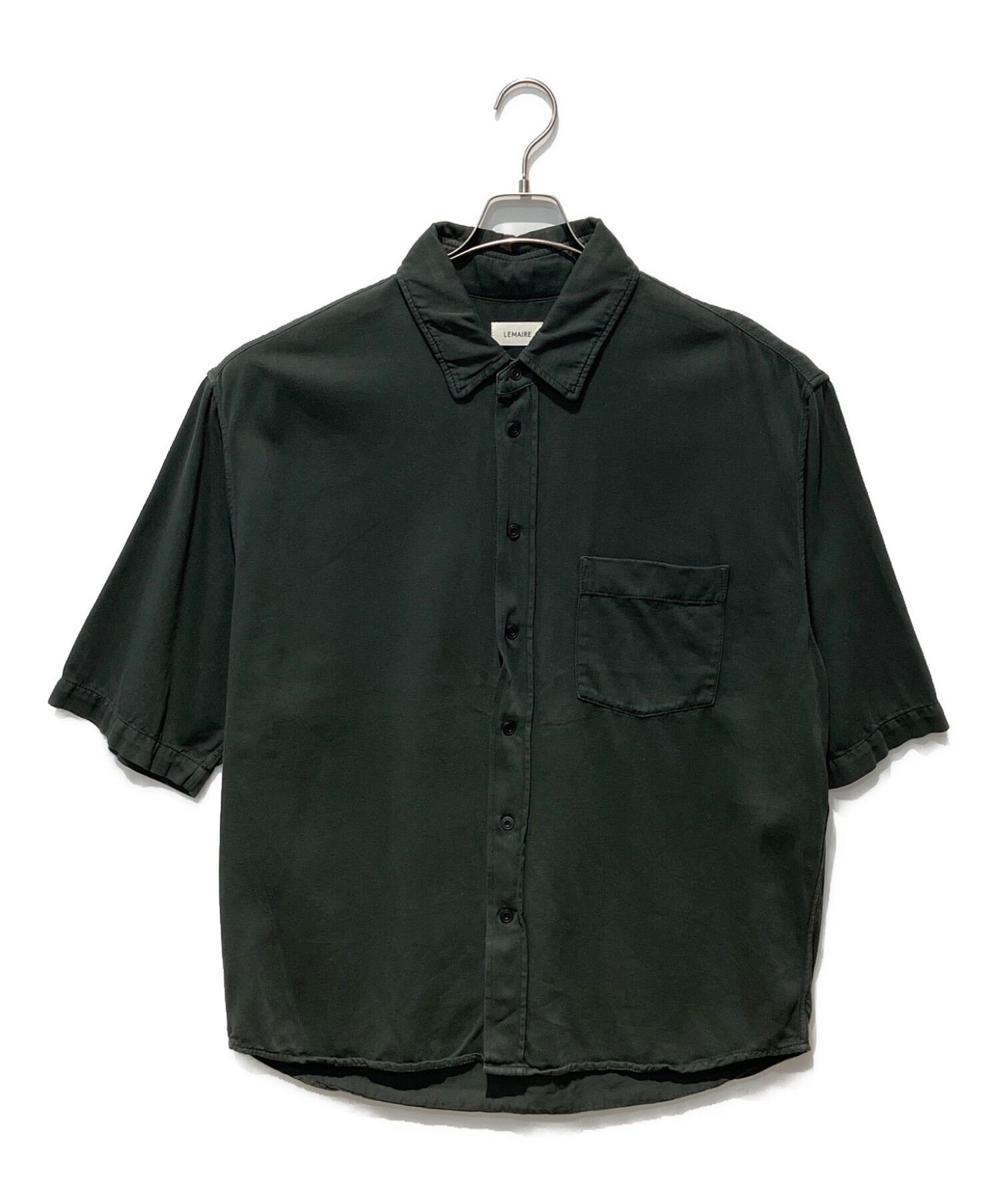 未使用級　ルメール　半袖シャツ　ダークグリーン　LL 50 織り 中古・古着通販】LEMAIRE (ルメール) SS DENIM SHIRT ブラック サイズ