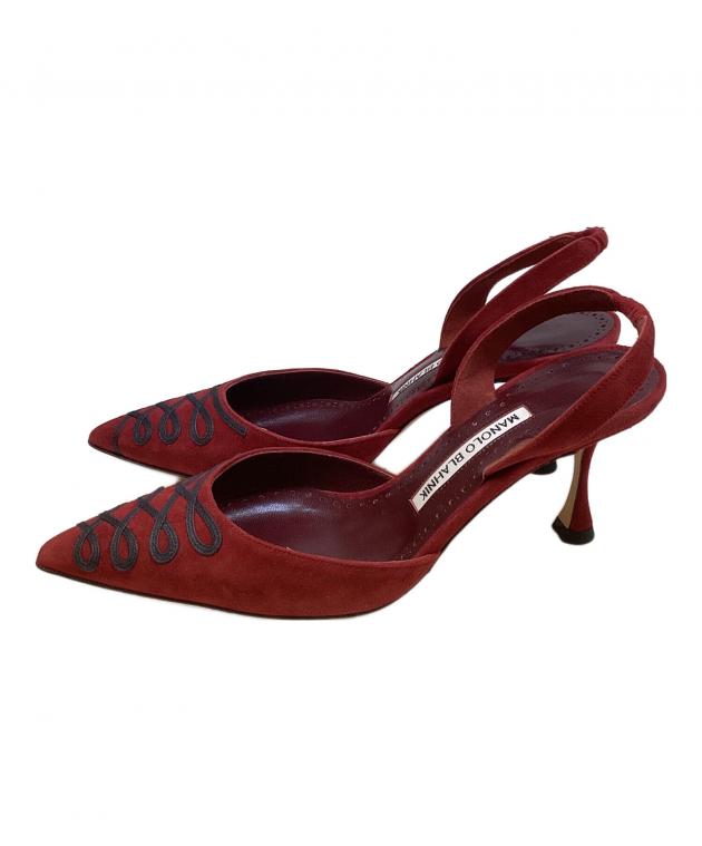 美品✨マノロブラニク スリングバック 定番 キャロリン リザードカーフ 茶系 中古・古着通販】Manolo Blahnik (マノロ ブラニク) スリングバック