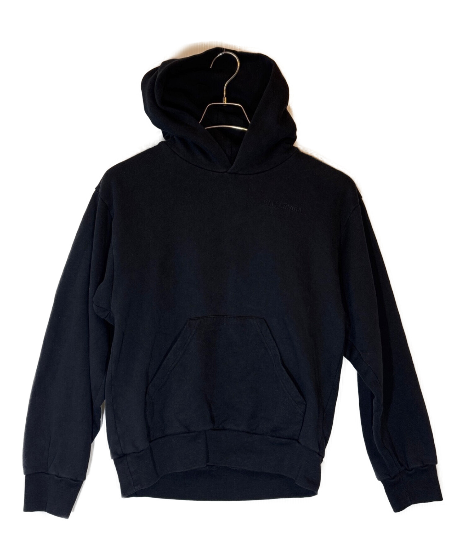 BALENCIAGA ブラック オーバーサイズパーカー ユニセックス 中古・古着通販】BALENCIAGA (バレンシアガ) ロゴ刺繍プルオーバー