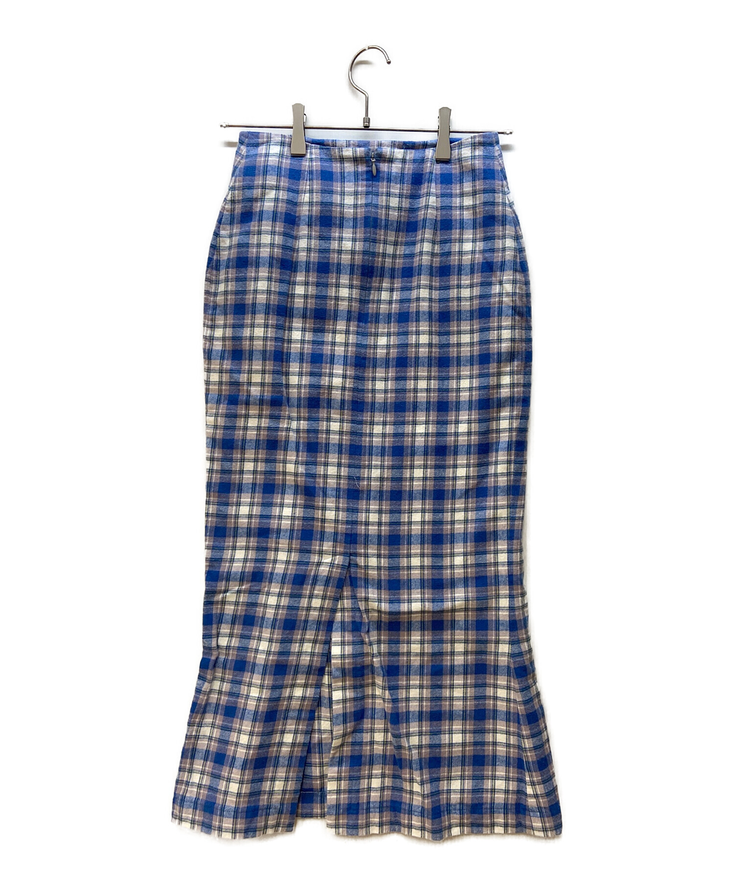 中古・古着通販】holiday (ホリデー) CHECK SLIM SKIRT ブルー サイズ 