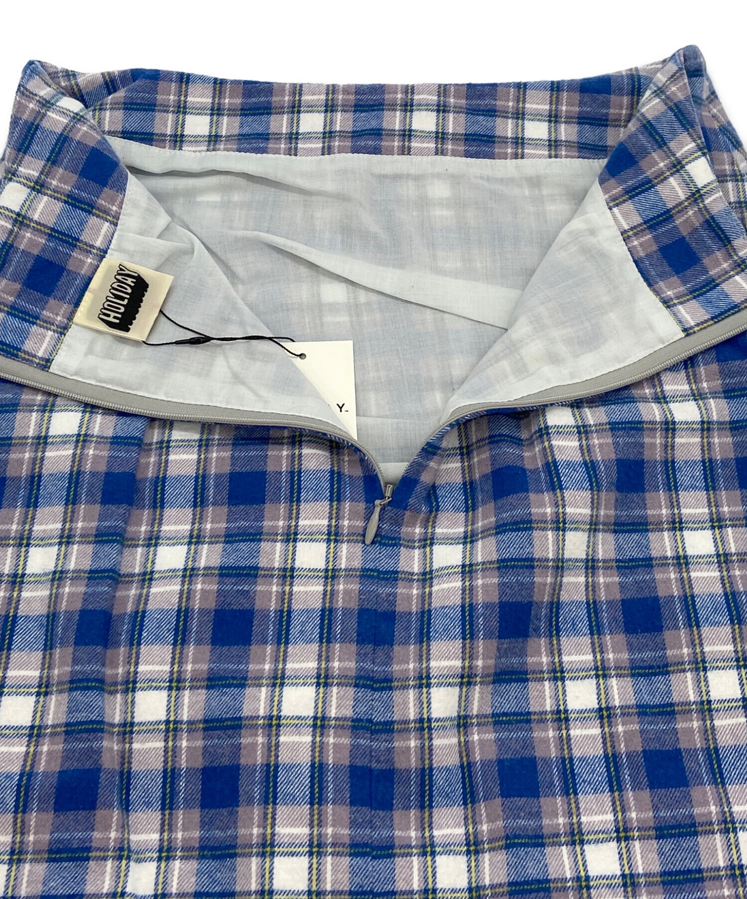 中古・古着通販】holiday (ホリデー) CHECK SLIM SKIRT ブルー サイズ 