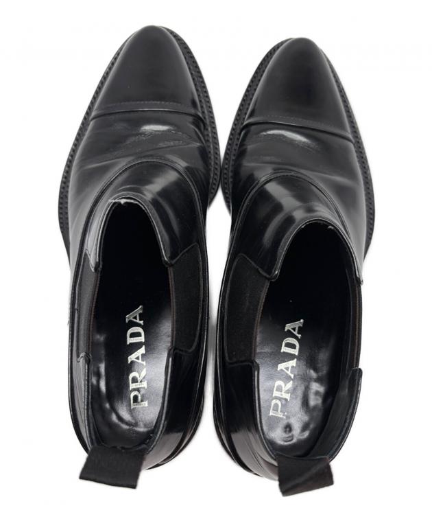 プラダ　ストレートチップ　ブラック 中古・古着通販】PRADA (プラダ) ストレートチップサイドゴアシューズ