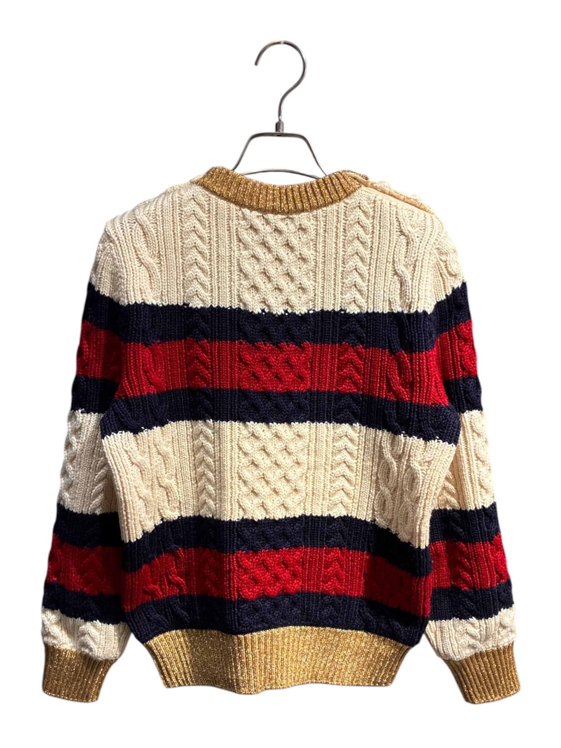 Gucci ボーダーニット 中古・古着通販】GUCCI (グッチ) ボーダーニット オフホワイト サイズ