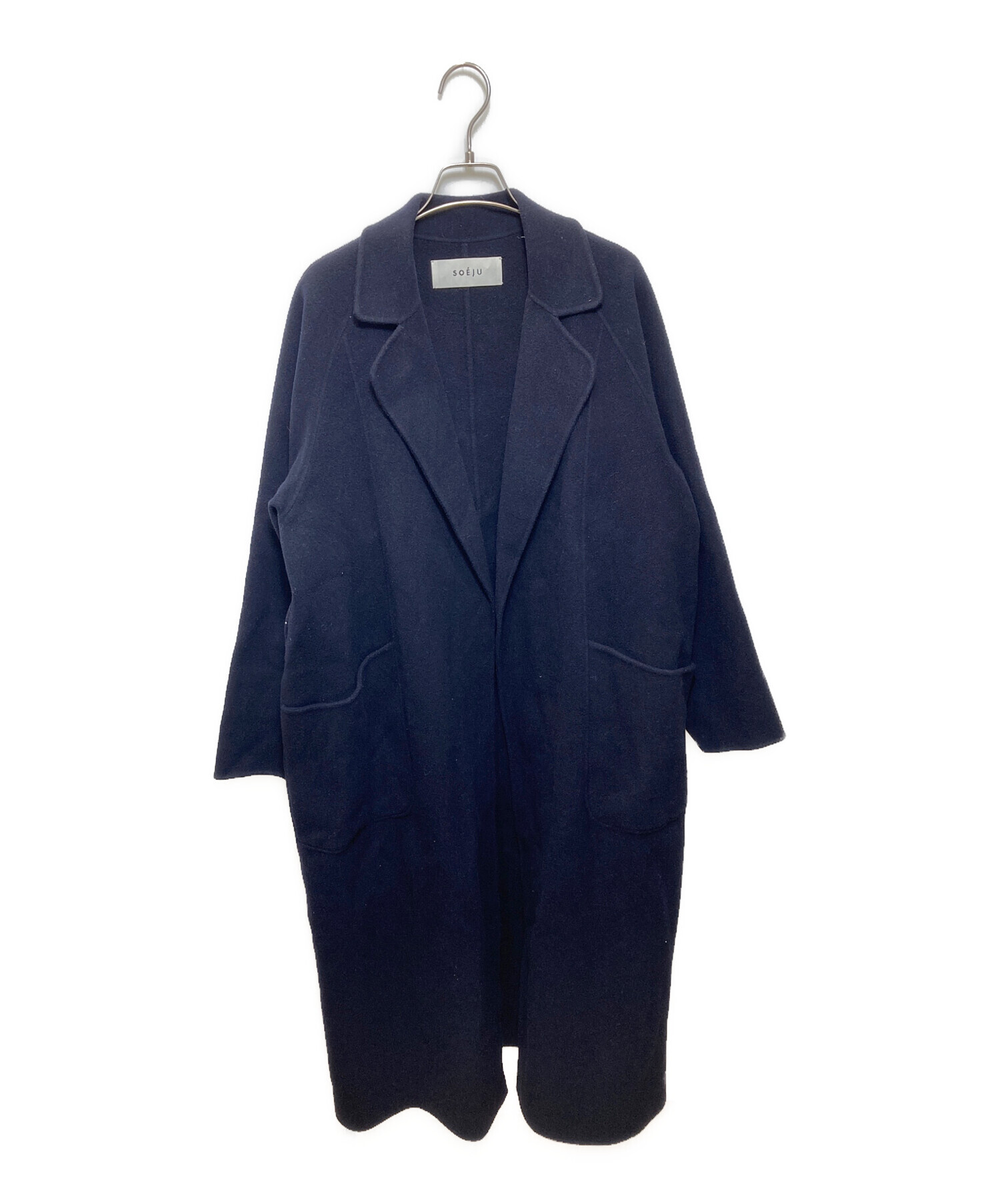 中古・古着通販】SOEJU (ソージュ) ウールリバーローブコート ネイビー