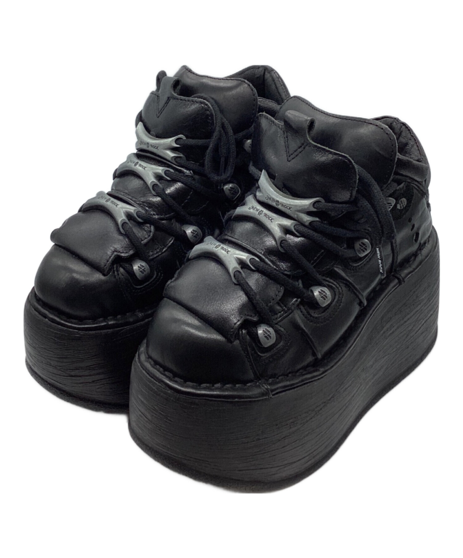00's NEW ROCK ブラック レザー 厚底 スニーカー y2k 中古・古着通販】NEW ROCK (ニューロック) 厚底スニーカー ブラック