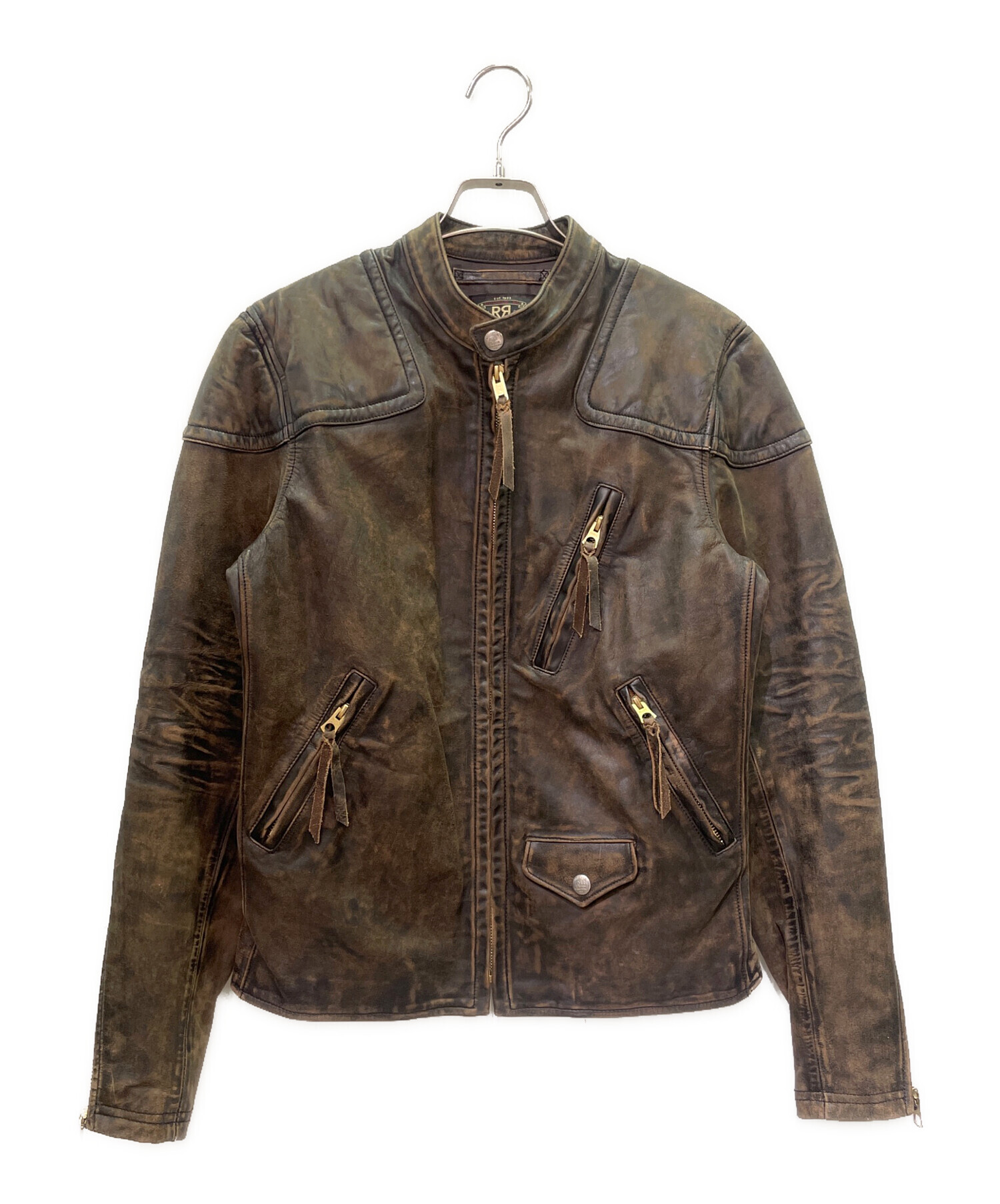 ダブルアールエル スリム フィット レザー モト ジャケット 中古・古着通販】RRL (ダブルアールエル) スリムフィットレザーモト