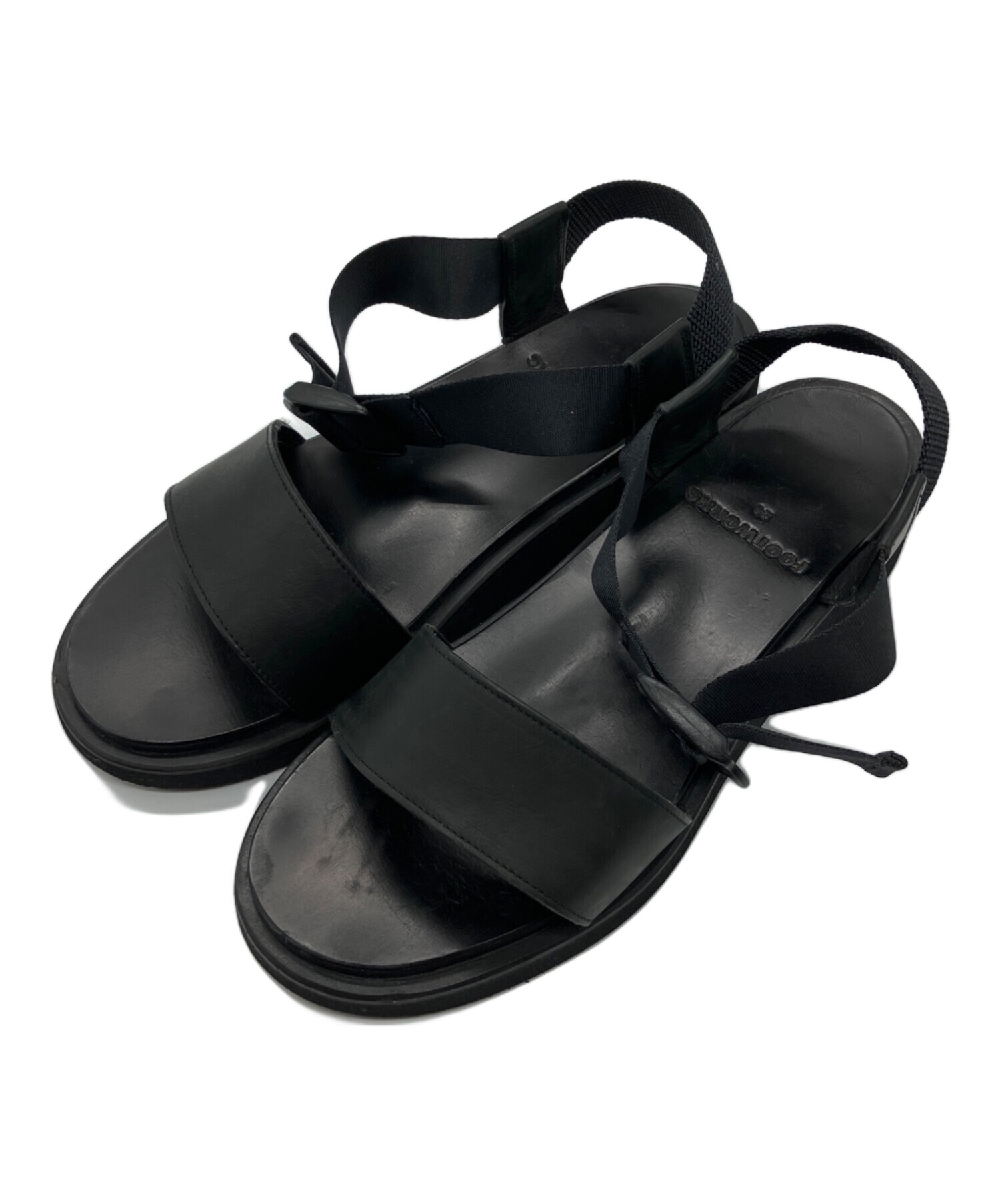 中古・古着通販】FOOTWORKS (フットワークス) レザーサンダル ブラック