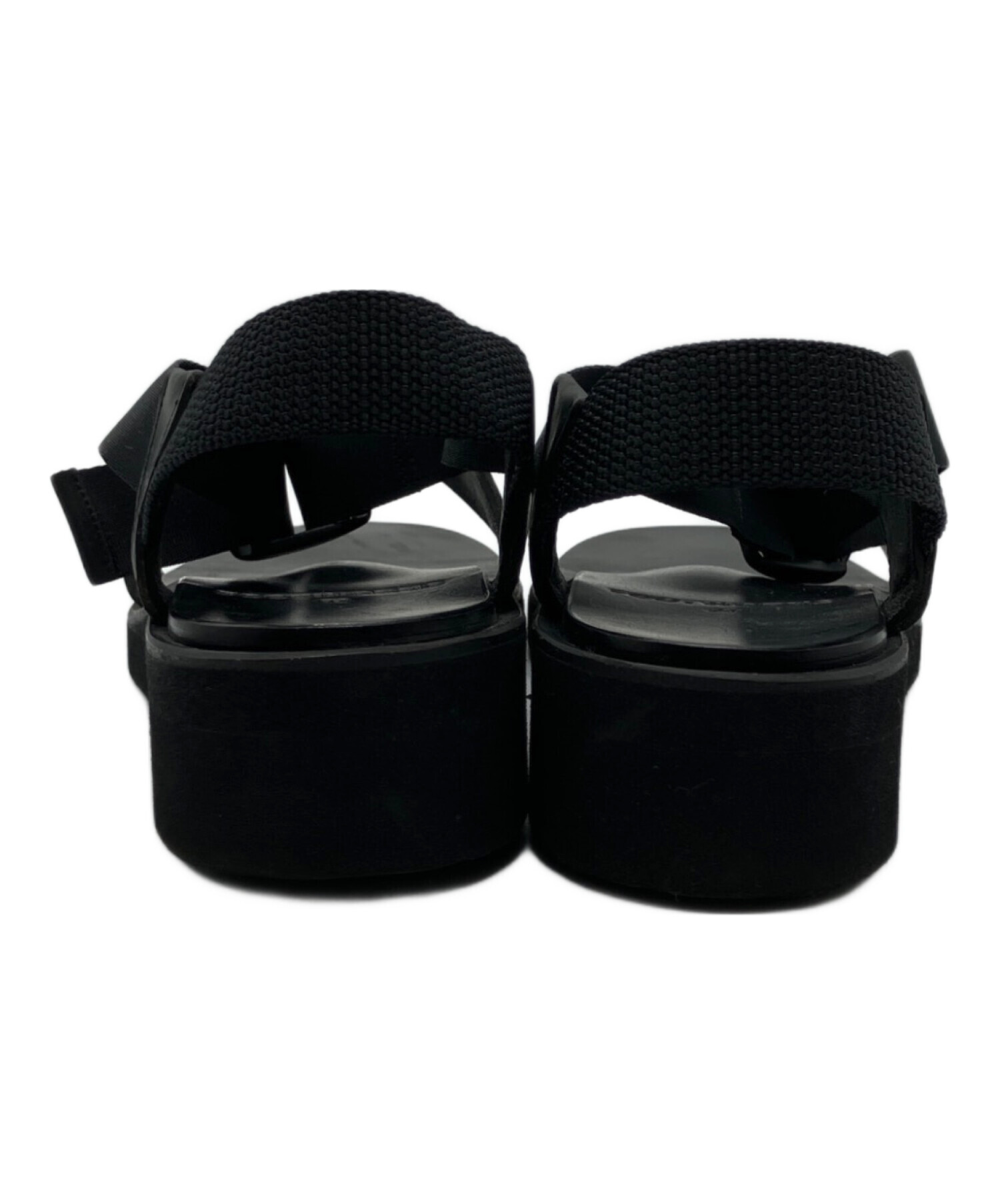 FOOTWORKS ブラック サンダル 24.5 中古・古着通販】FOOTWORKS (フットワークス) レザーサンダル ブラック