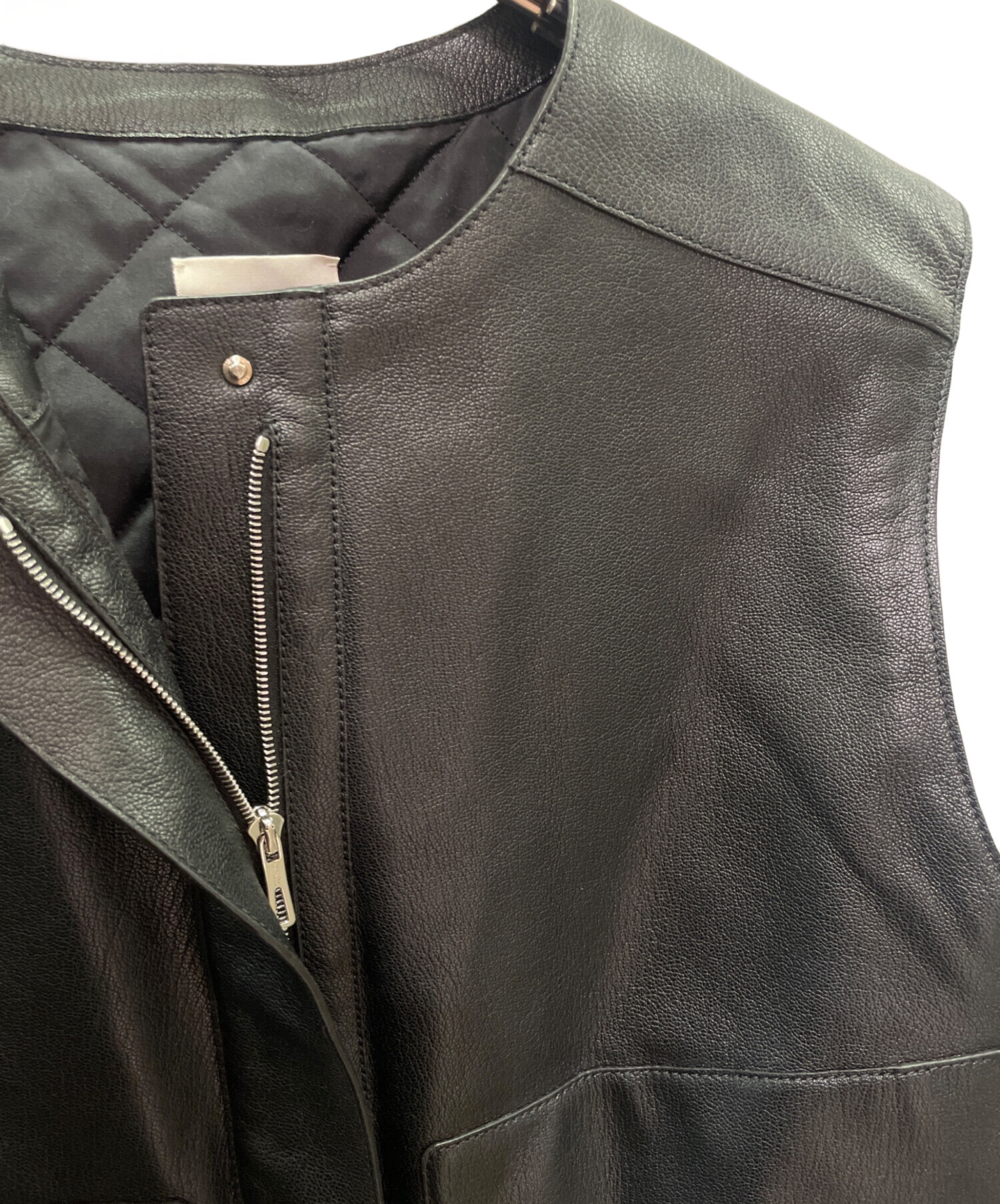 中古・古着通販】HERMES (エルメス) クロップドレザーベスト ブラック