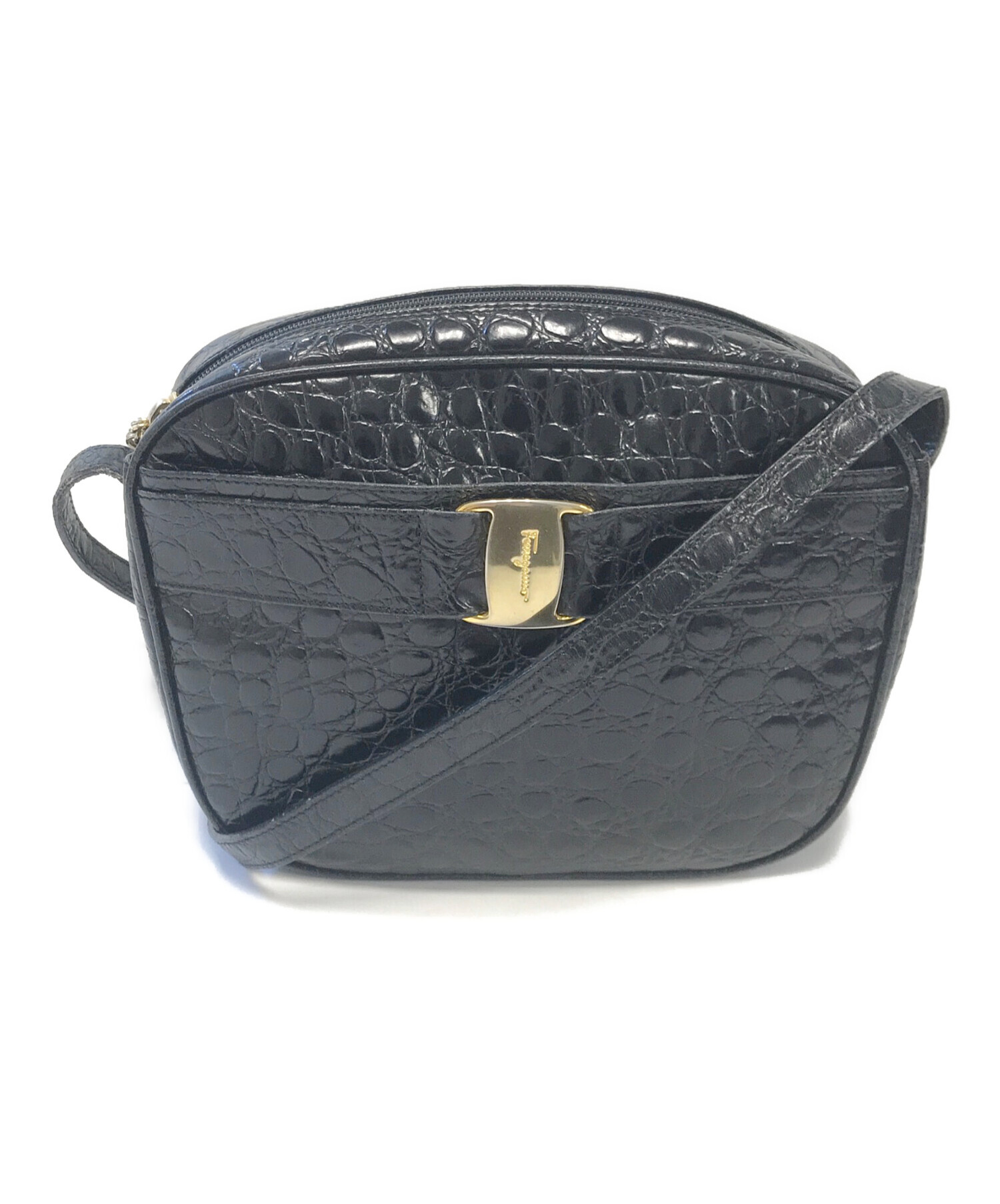 Salvatore Ferragamo ショルダーバッグ  黒 【古着】【中古】【送料無料】 中古・古着通販】Salvatore Ferragamo (サルヴァトーレ フェラガモ