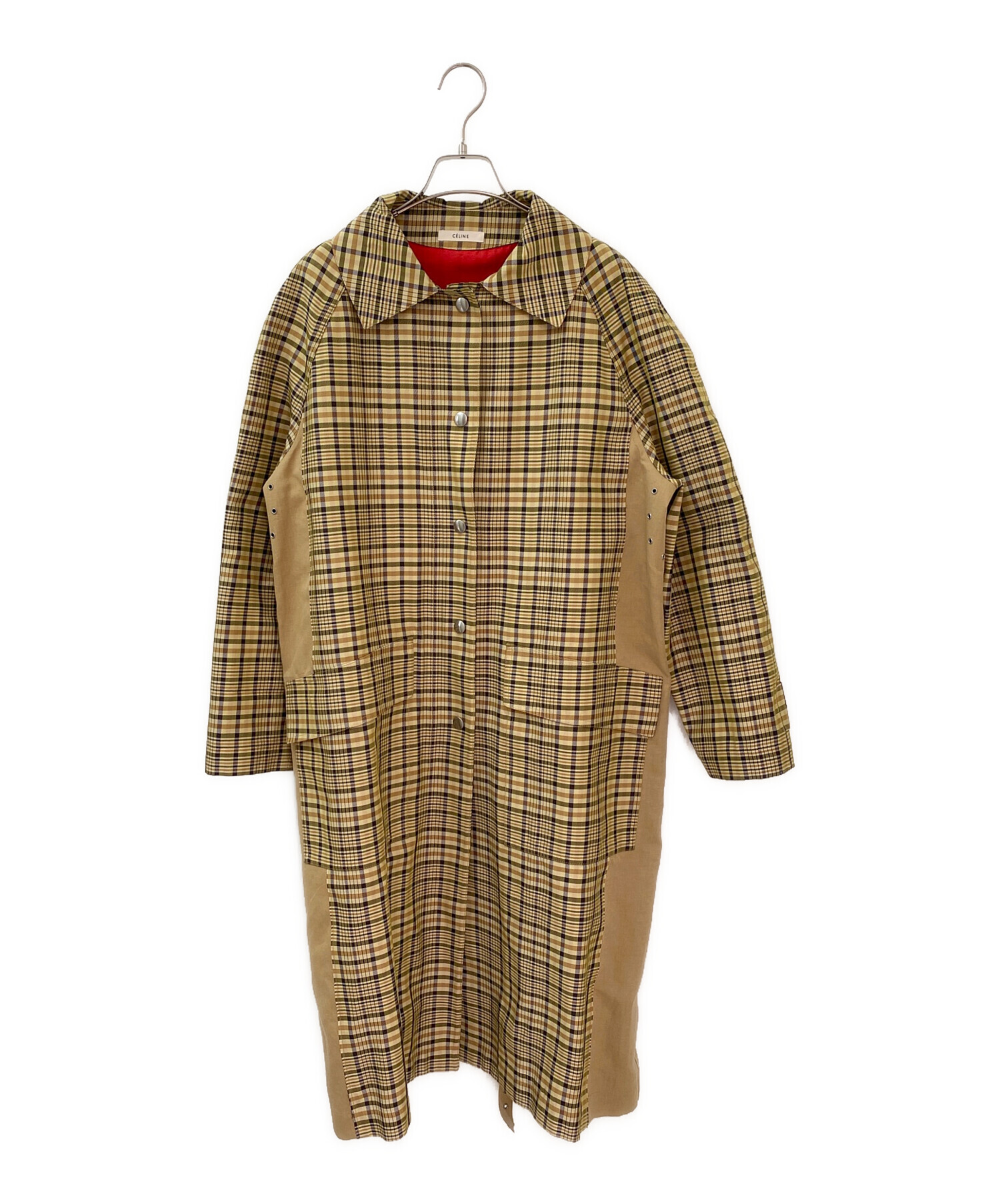至高の逸品 希少 セリーヌ CELINE トレンチ コート ロング チェック 中古・古着通販】CELINE (セリーヌ) チェックゴム引きステンカラー