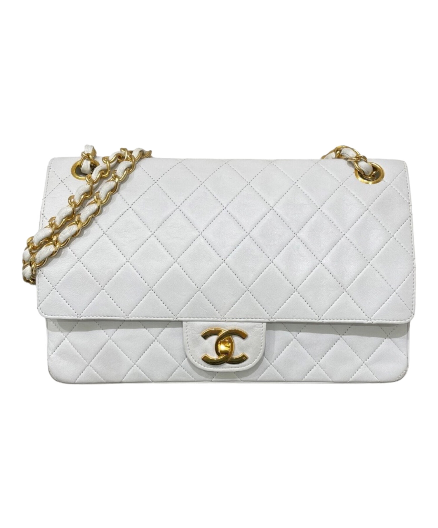 中古・古着通販】CHANEL (シャネル) Wフラップ マトラッセ 25 ホワイト