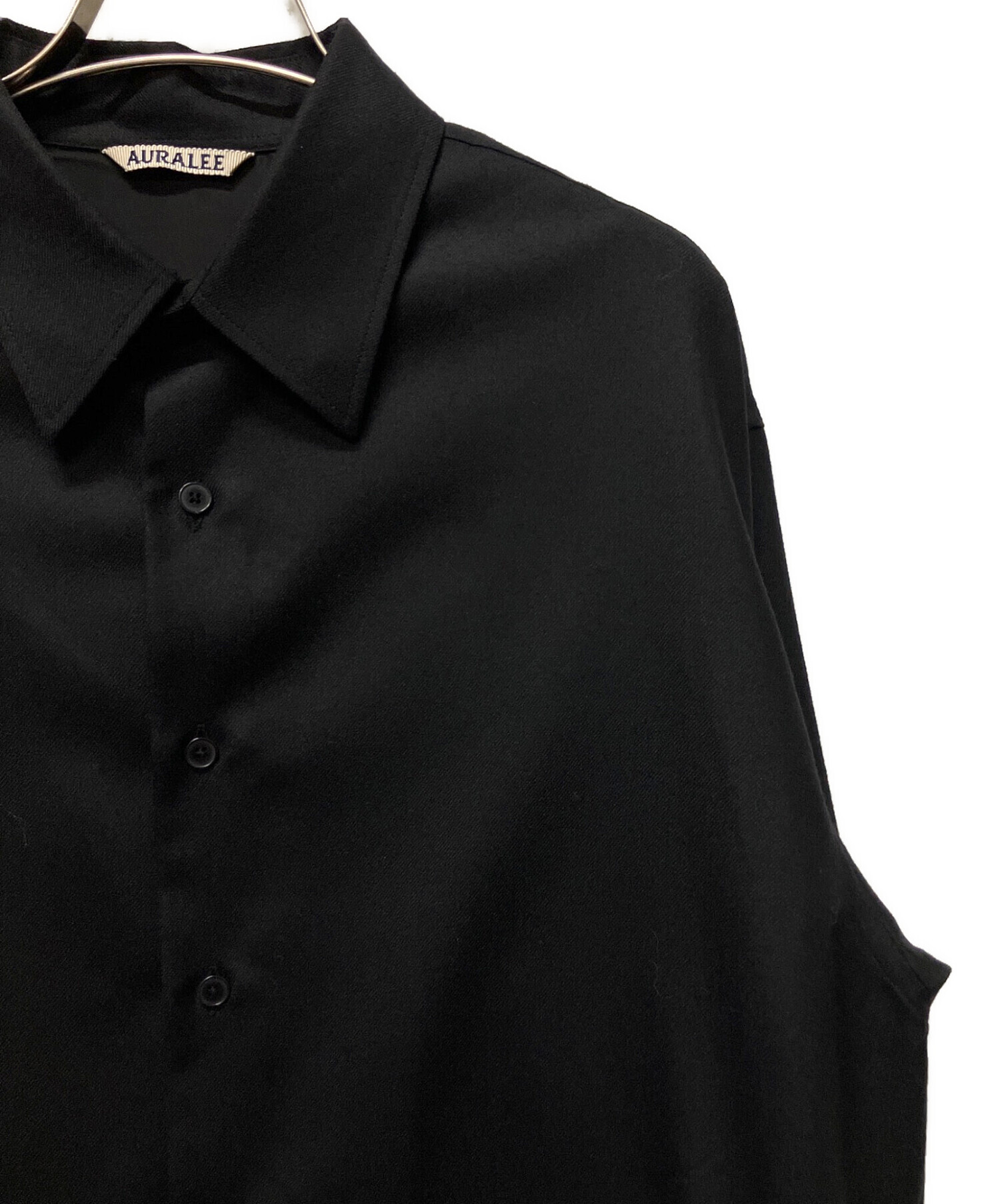 値下げ　AURALEE ウールシャツ ブラック サイズ3 中古・古着通販】AURALEE (オーラリー) SUPER LIGHT WOOL SHIRT