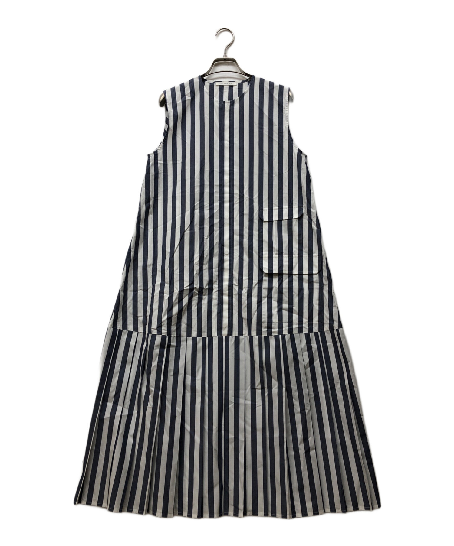 GALERIE VIE ストライプブロード プリーツワンピース 中古・古着通販】GALERIE VIE (ギャルリーヴィー) ストライプブロード