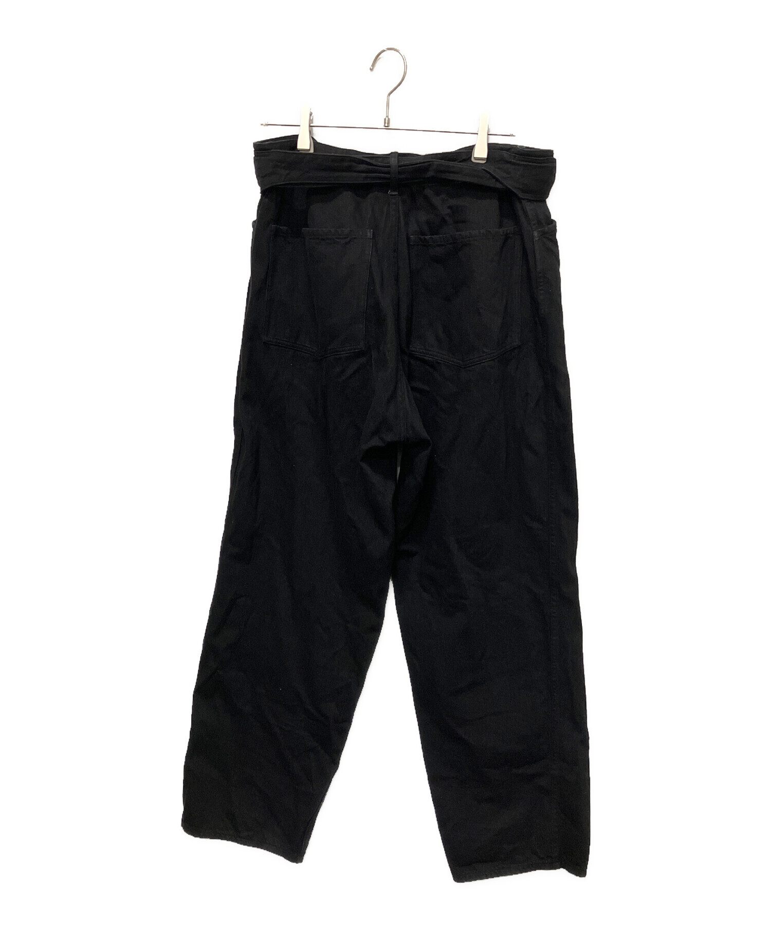 中古・古着通販】COMOLI (コモリ) デニム ベルテッドパンツ ブラック