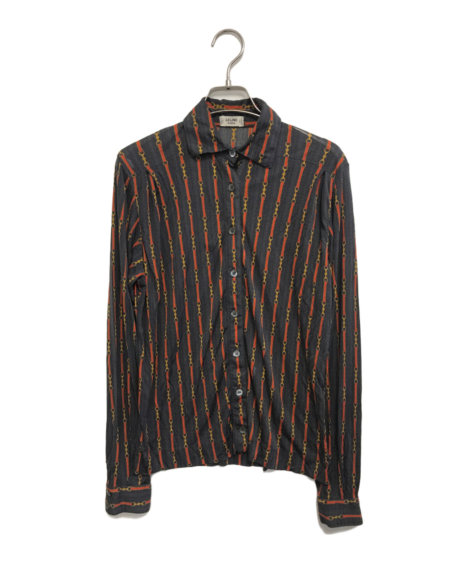 CELINE シルクシャツ　サイズ38 中古・古着通販】CELINE (セリーヌ) 総柄シルクシャツ グレー サイズ