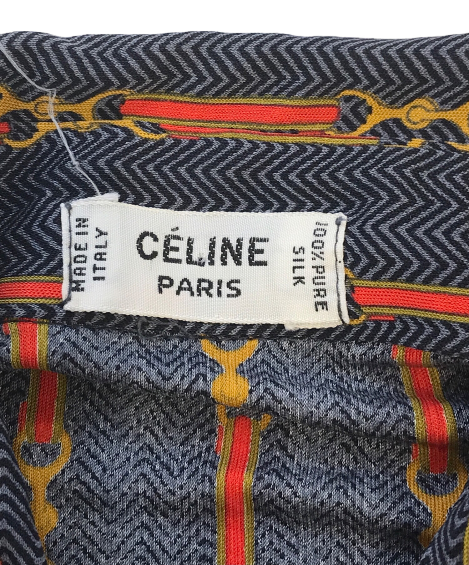 CELINE シャツ ブラウス シルク ウール混 総柄 40 13 XL 黒 白 CELINE シャツ ブラウス シルク ウール混 総柄 40 13 XL 黒 白の通販は