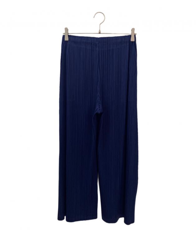 PLEATS PLEASE ネイビー プリーツパンツ　サイズ3 中古・古着通販】PLEATS PLEASE (プリーツプリーズ) ワイドプリーツ