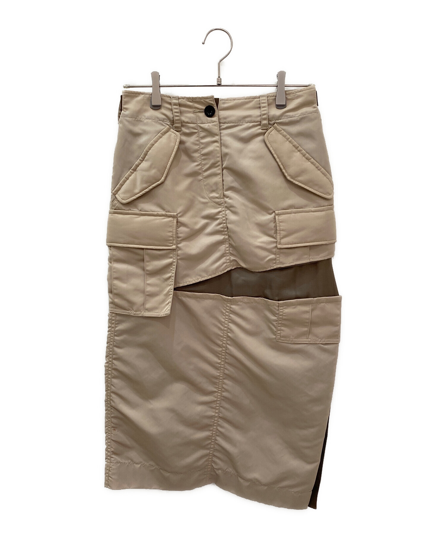 中古・古着通販】sacai (サカイ) Nylon Twill Skirt ベージュ サイズ:1