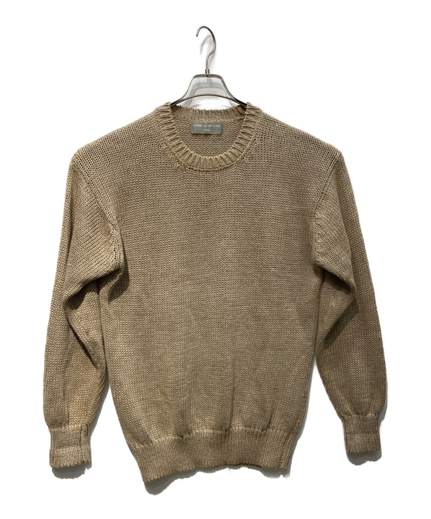 コムデギャルソン オム 田中オム リネン100% ニットポロシャツ ベージュ 中古・古着通販】COMME des GARCONS HOMME (コムデギャルソン オム