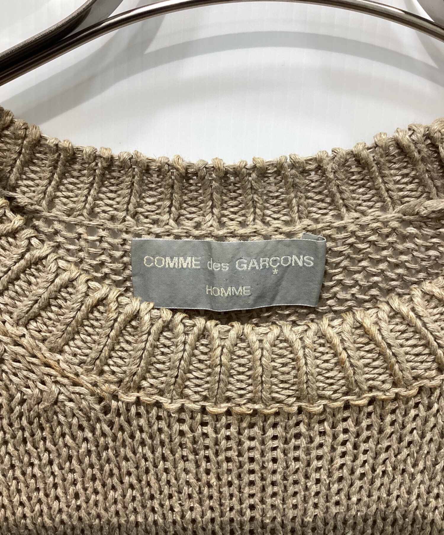コムデギャルソン オム 田中オム リネン100% ニットポロシャツ ベージュ 中古・古着通販】COMME des GARCONS HOMME (コムデギャルソン オム