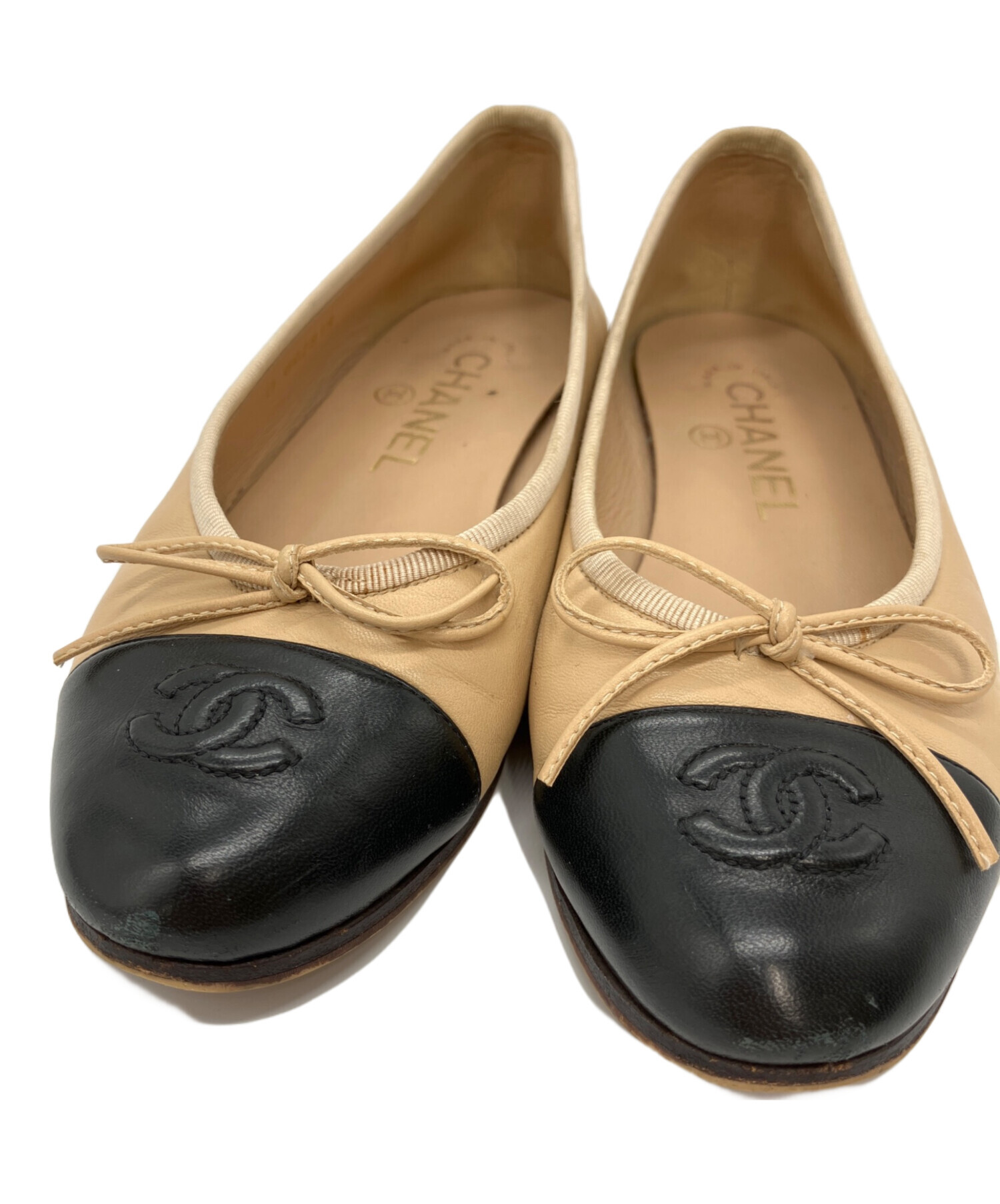 中古・古着通販】CHANEL (シャネル) フラットバレエシューズ ベージュ