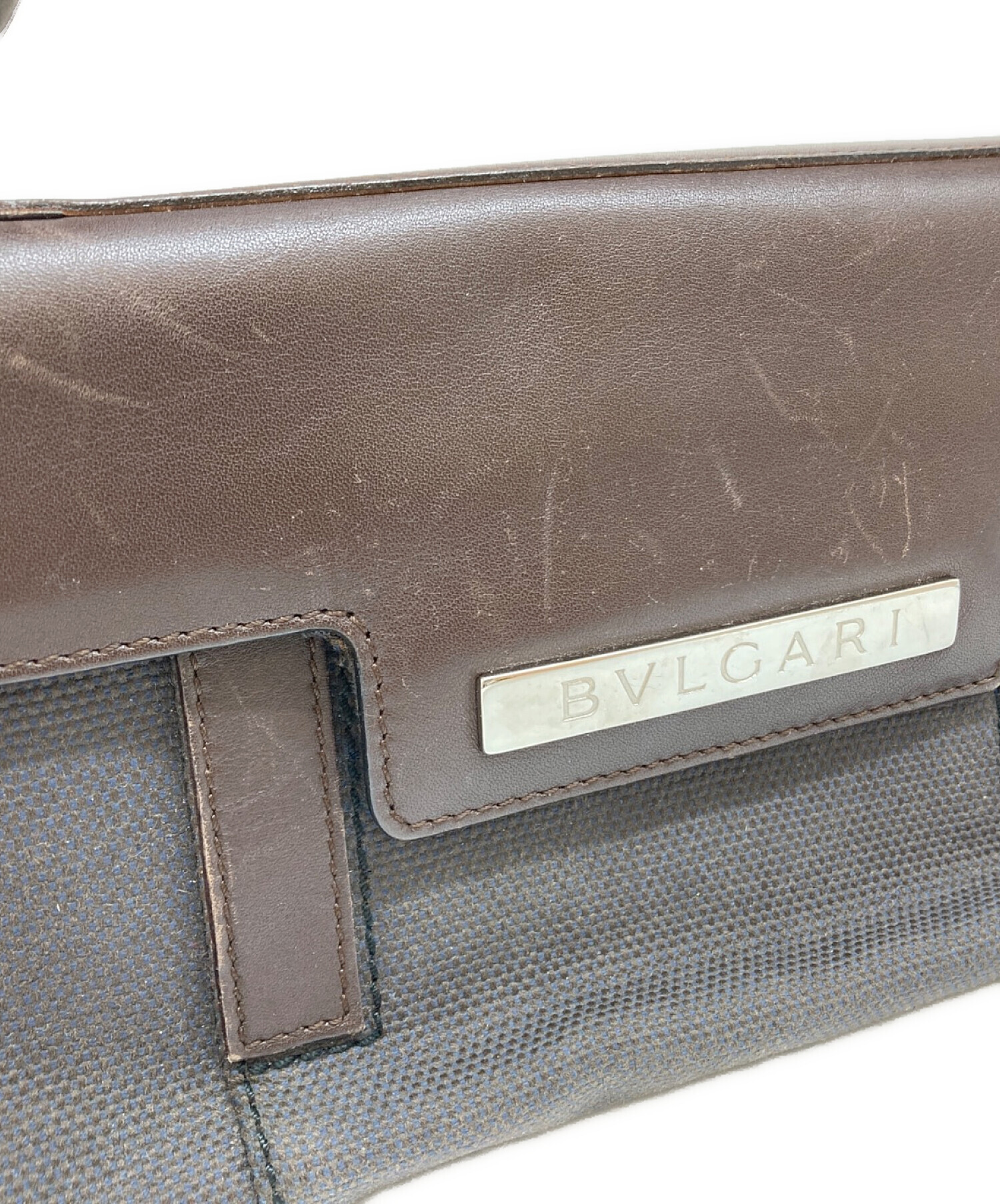 中古・古着通販】BVLGARI (ブルガリ) レザー切替ワンショルダーバッグ 