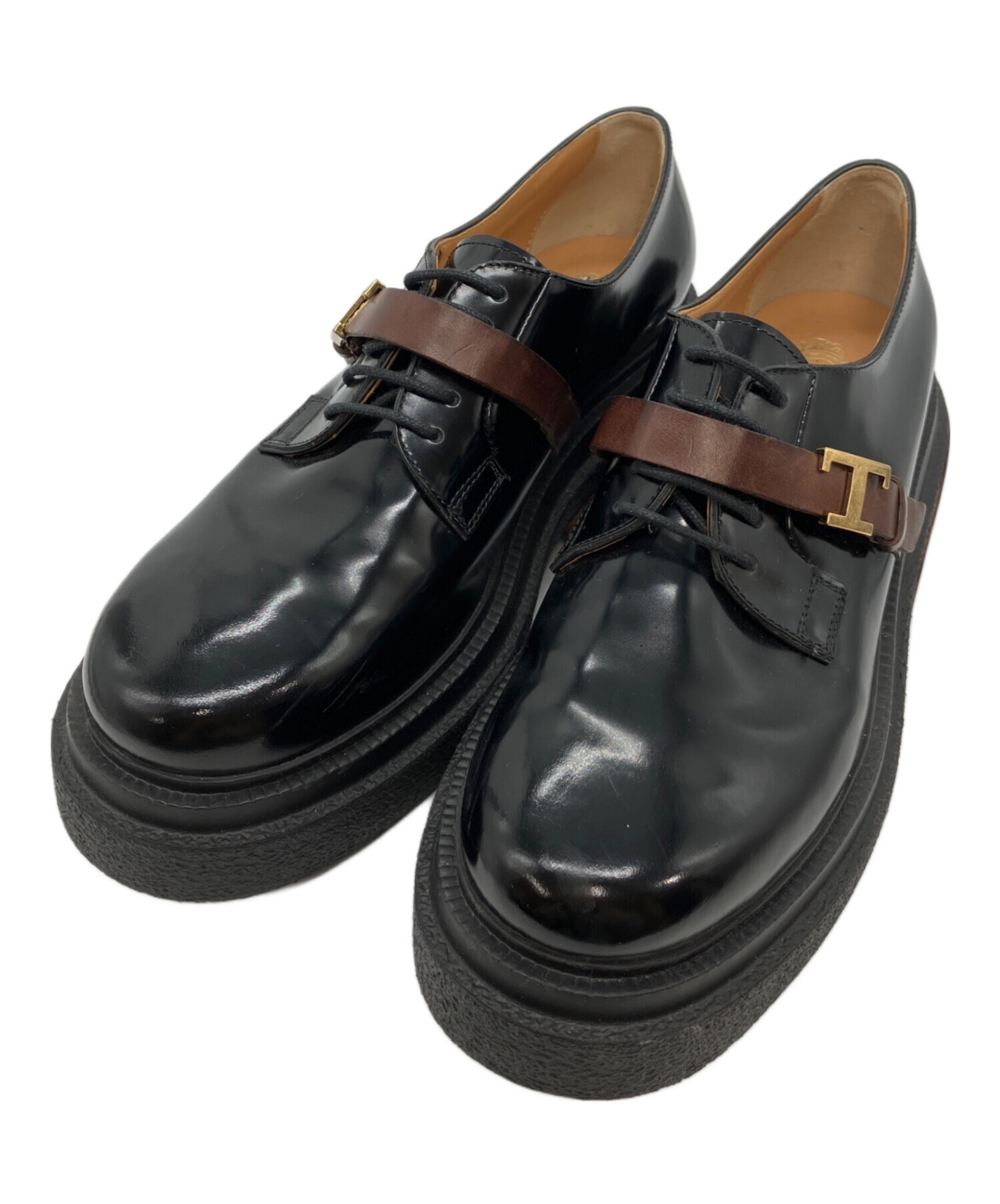 美品TOD'S フリンジ付きレザーシューズ 37 中古・古着通販】TOD'S (トッズ) レースアップシューズ ブラック