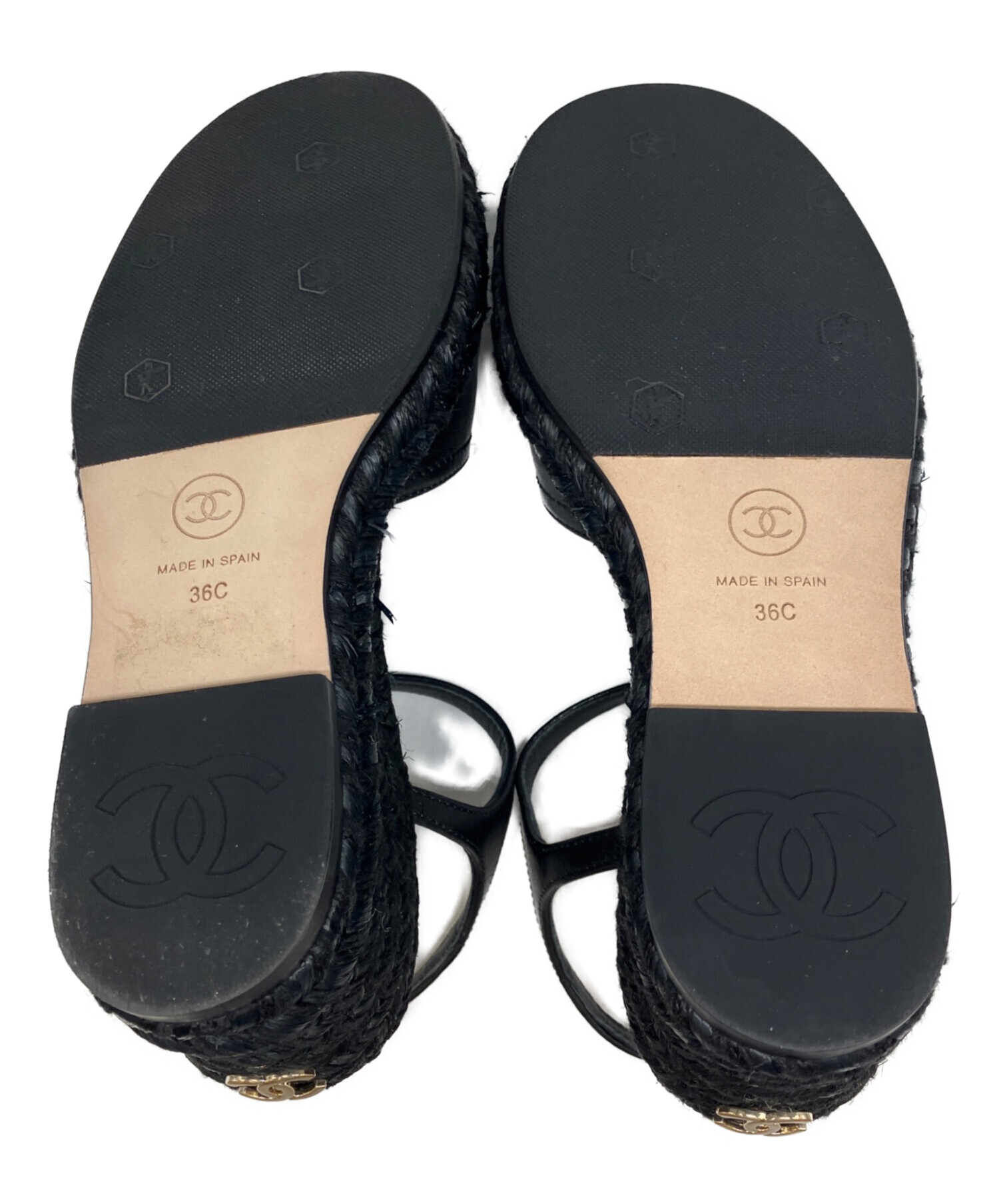 【送料無料】CHANEL サンダル ブラック 36C 中古・古着通販】CHANEL (シャネル) サンダル ブラック サイズ:36c