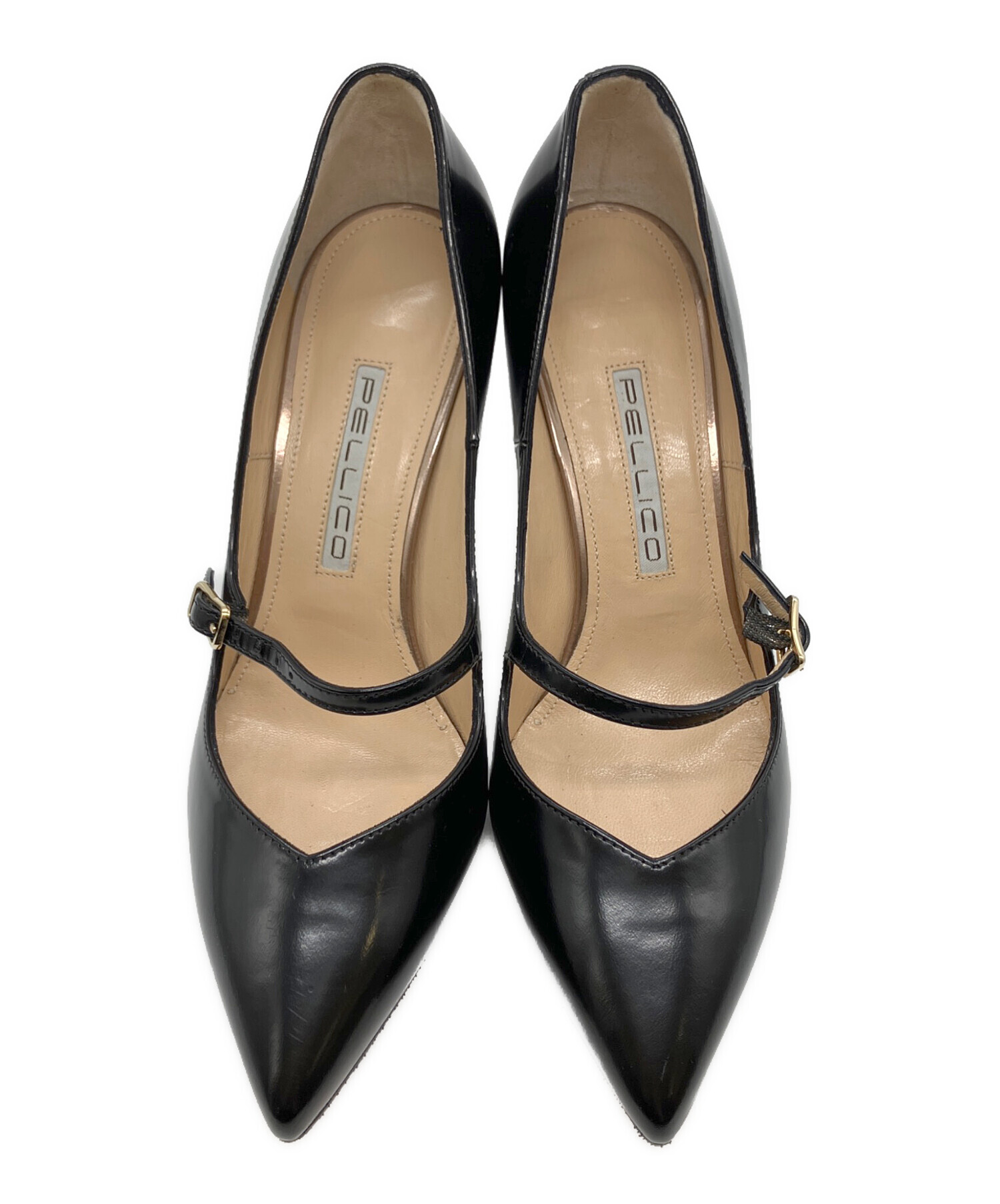 PELLICO ブラック ポインテッドトゥパンプス　サイズ38.5 中古・古着通販】PELLICO (ペリーコ) ポインテッドトゥパンプス