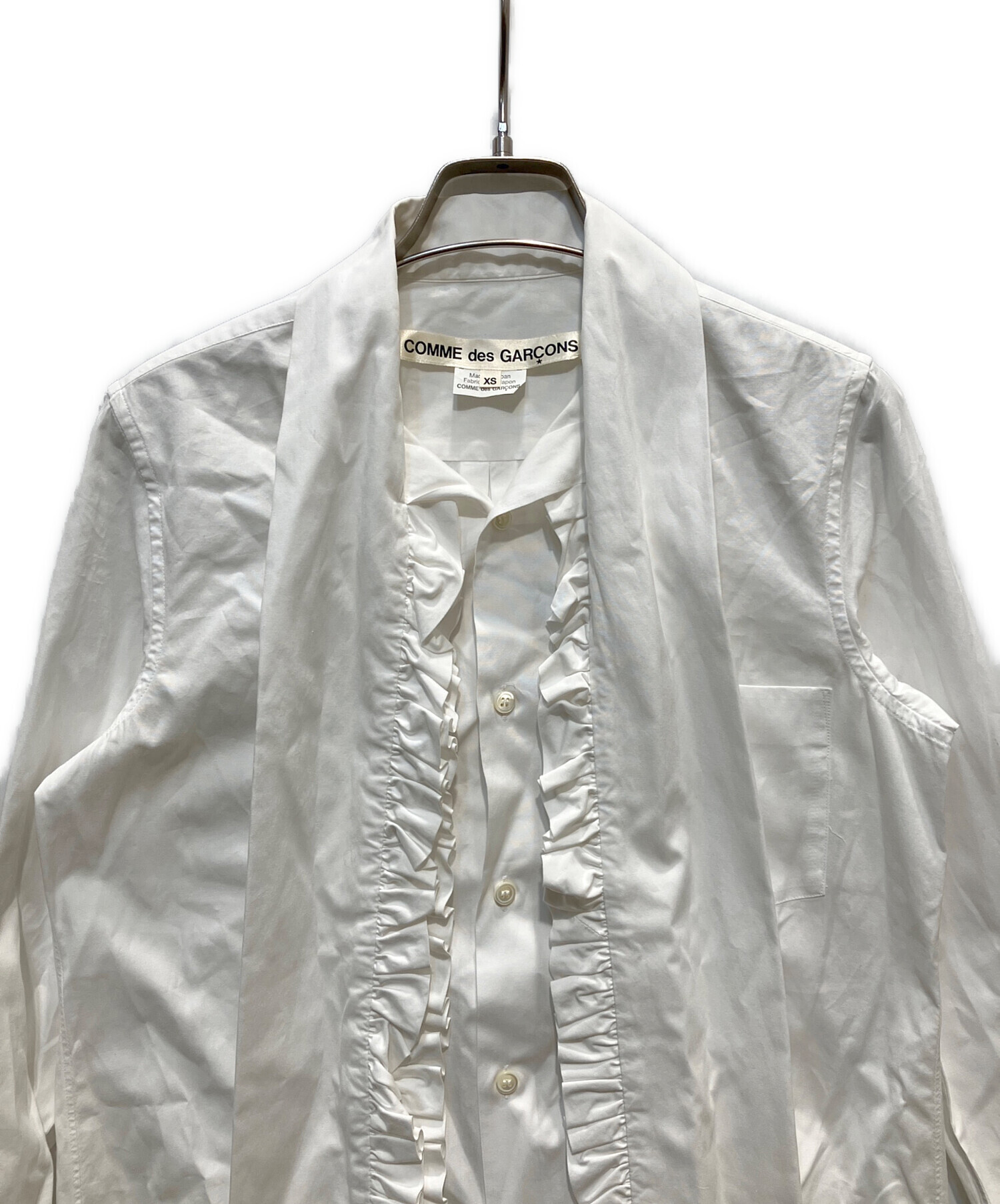 COMME des GARCONS フリル付きシャツ XS ホワイト　フランス製 中古・古着通販】COMME des GARCONS (コムデギャルソン) フリル