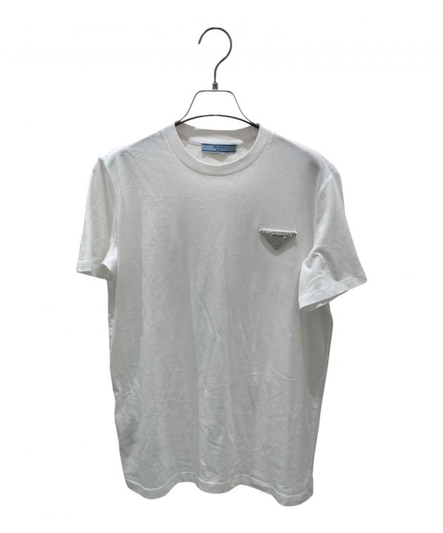 中古・古着通販】PRADA (プラダ) ラインストーン三角ロゴTシャツ 