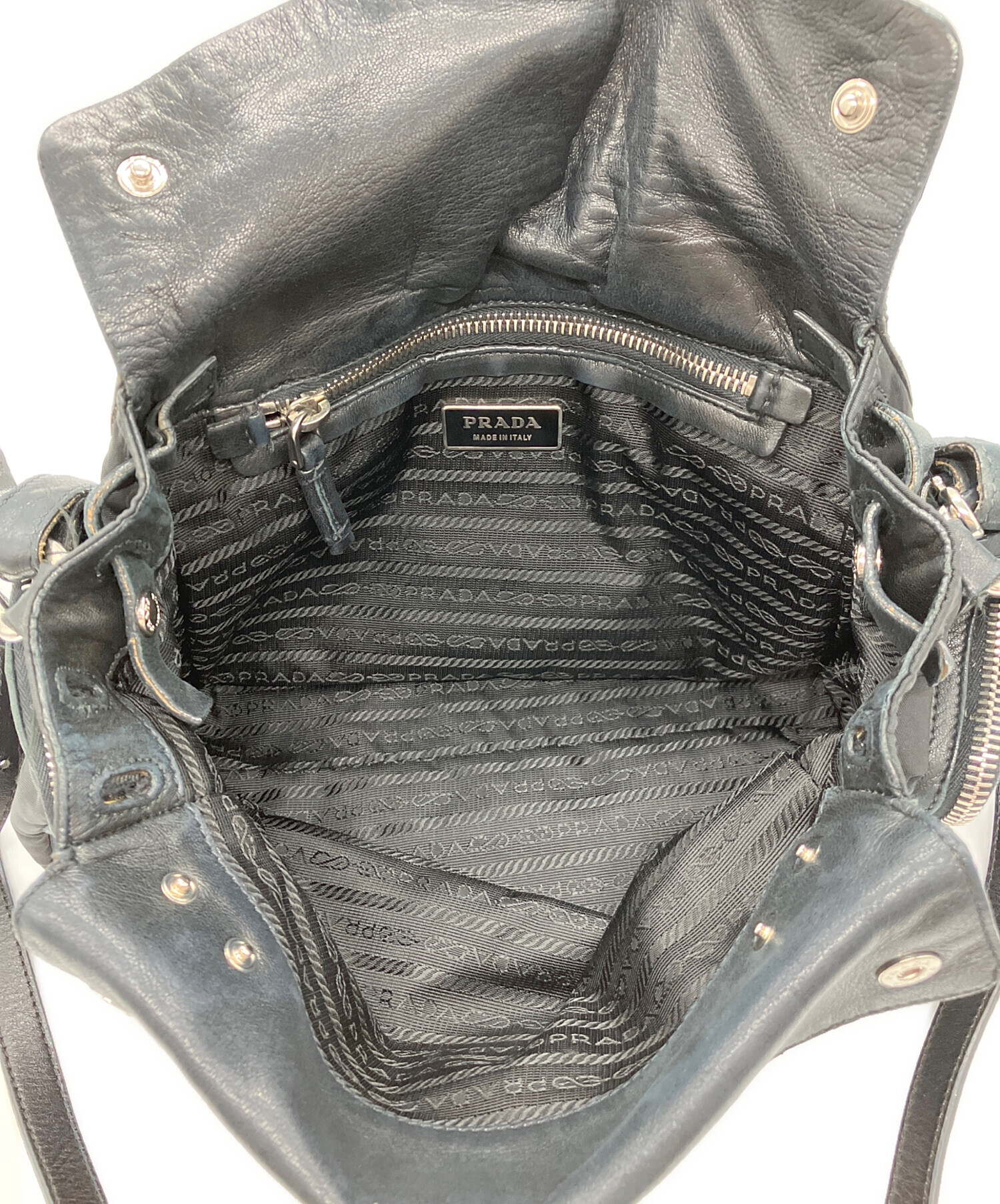 中古・古着通販】PRADA (プラダ) レザー ナイロン 2WAYショルダー
