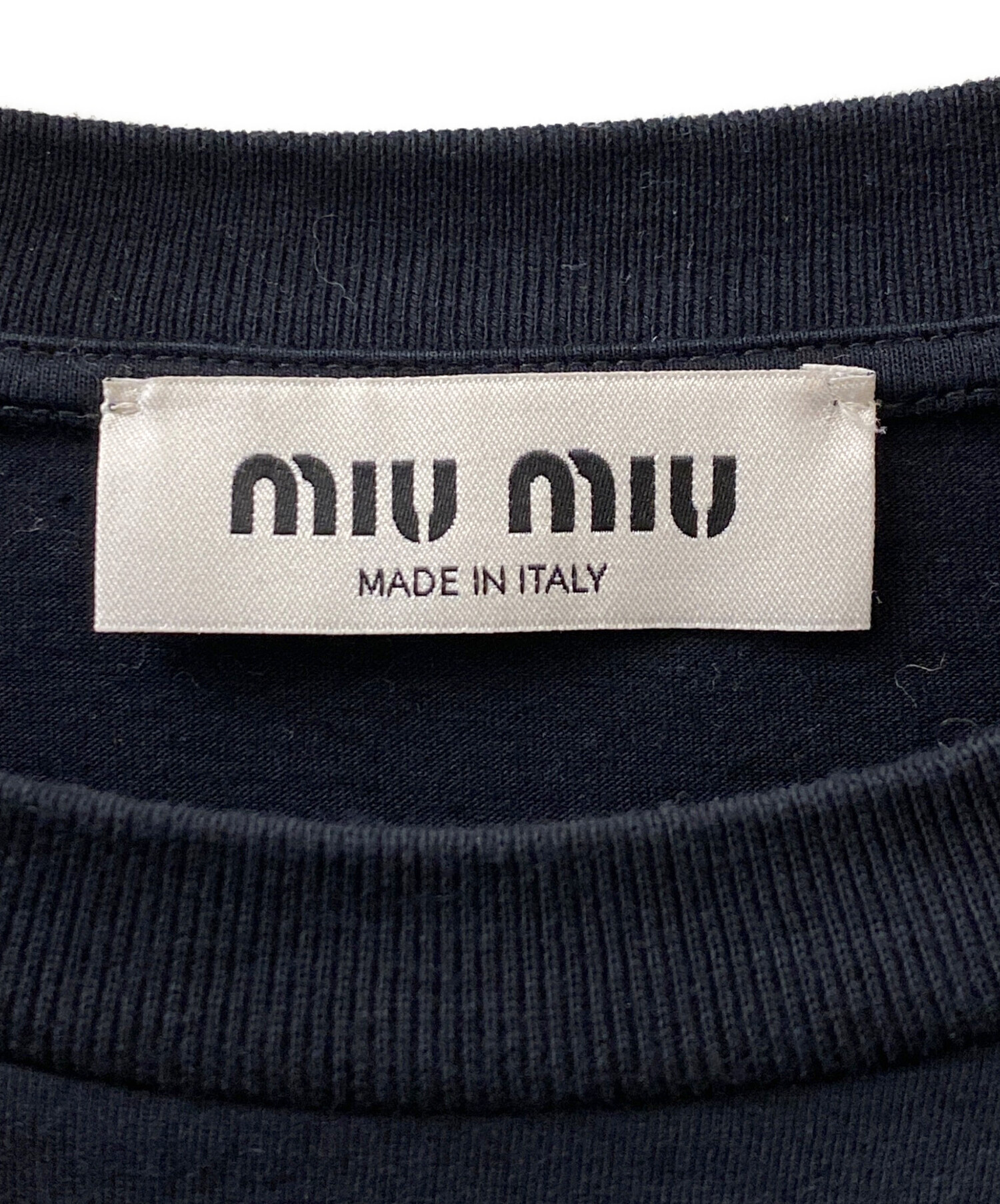 MIU MIU ロゴ刺繍 Tシャツ S ミュウミュウ 中古・古着通販】MIU MIU (ミュウミュウ) ロゴ刺繍Tシャツ ブラック