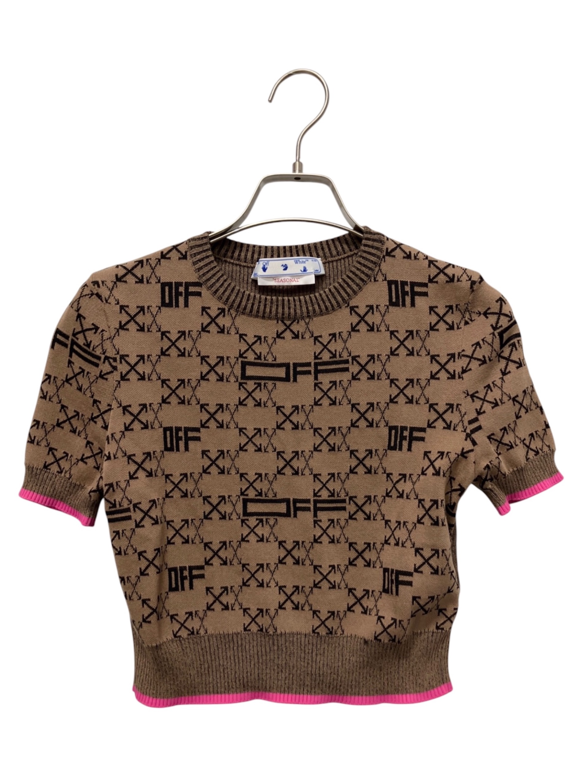 中古・古着通販】OFFWHITE (オフホワイト) クロップドニット ベージュ 