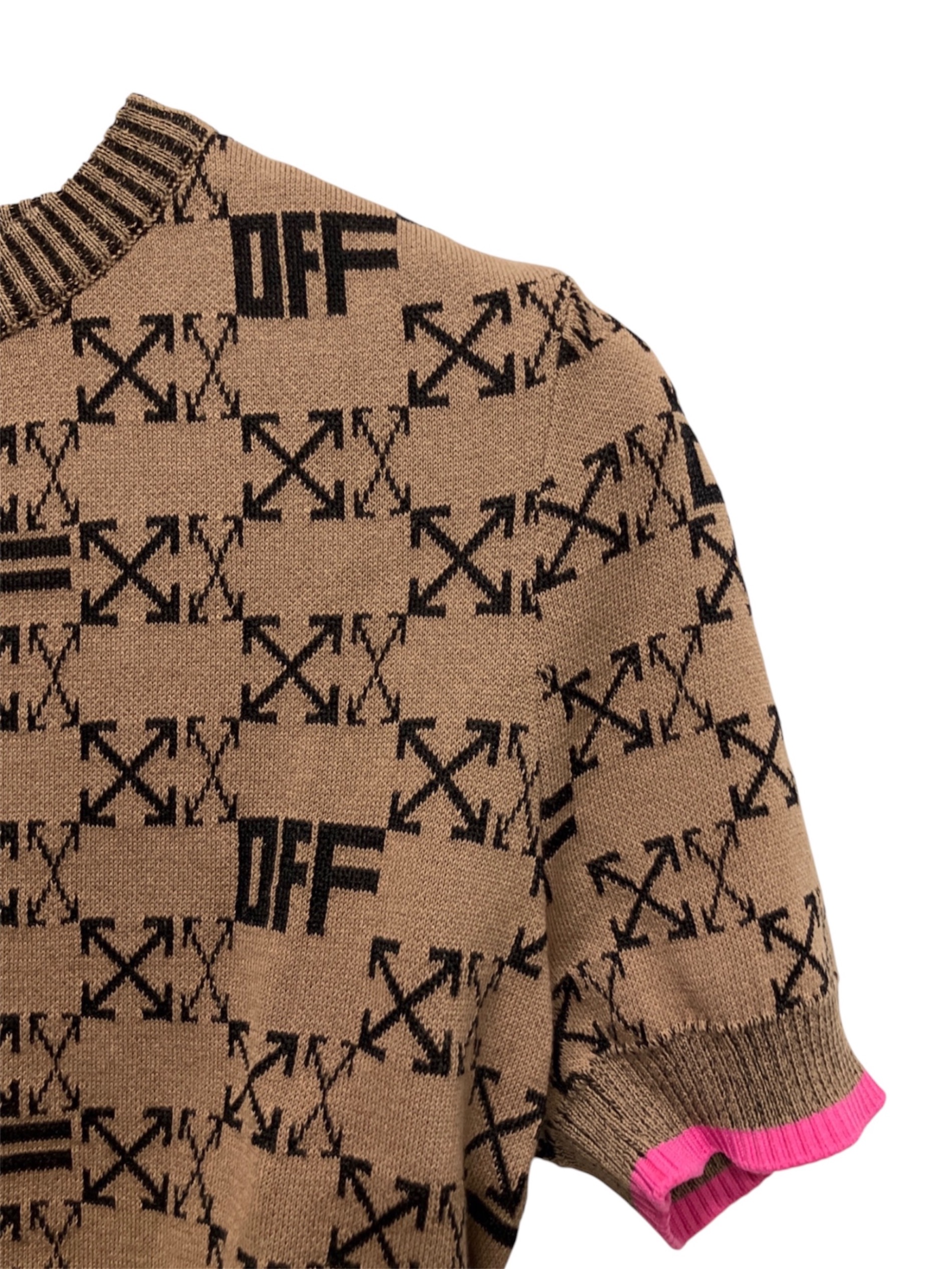 中古・古着通販】OFFWHITE (オフホワイト) クロップドニット ベージュ 