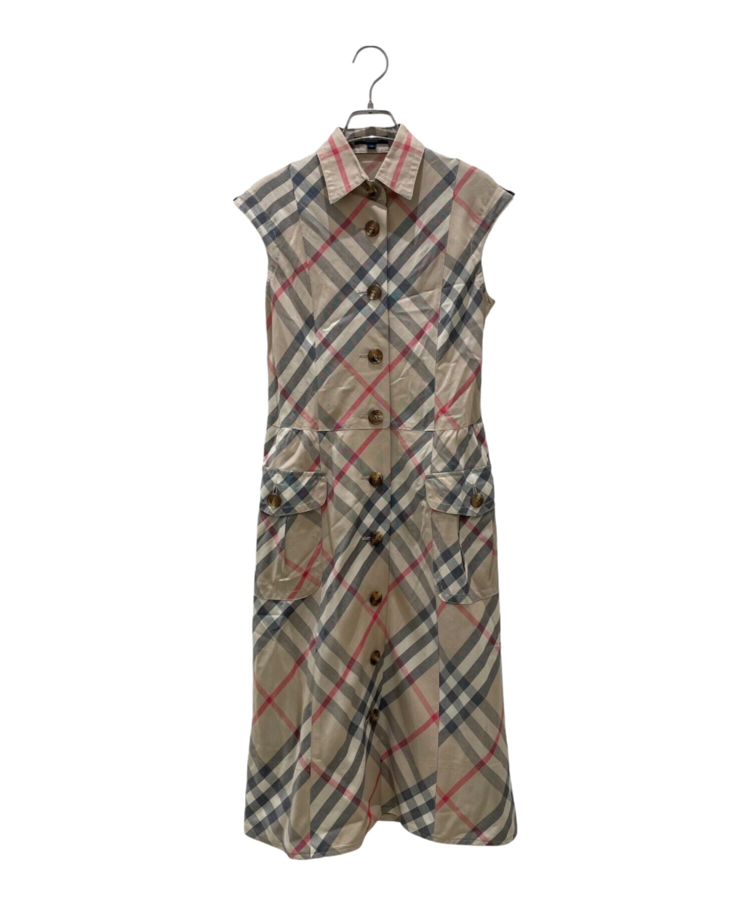 【訳あり】バーバリー 総柄 ノースリーブ ワンピース 前開き ベージュ 38 中古・古着通販】BURBERRY LONDON (バーバリーロンドン) シャツ