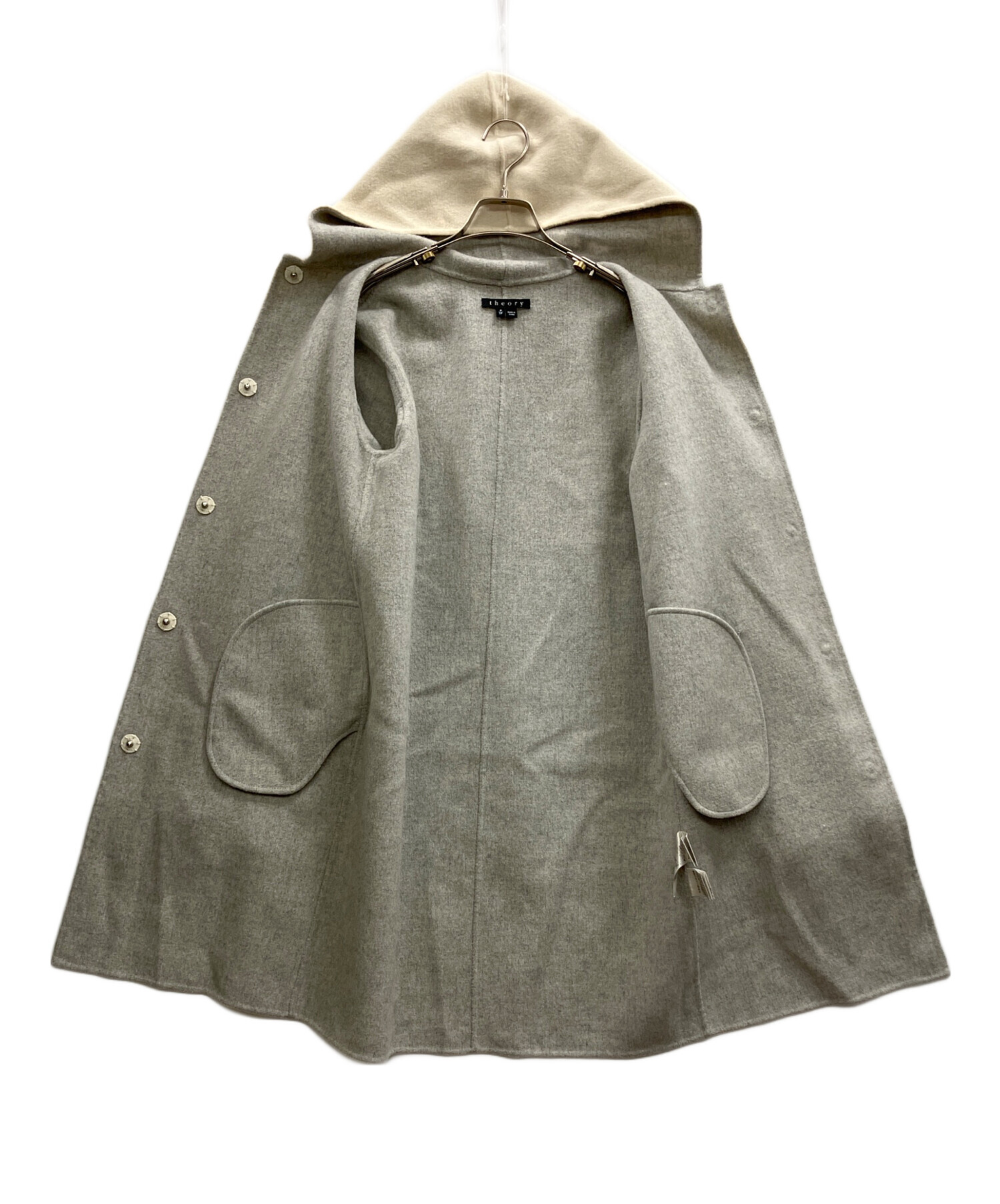 theory セオリー　カシミヤブレンド　ダブルフェイス　フーデットコート 中古・古着通販】theory (セオリー) カシミヤ混ダブルフェイス