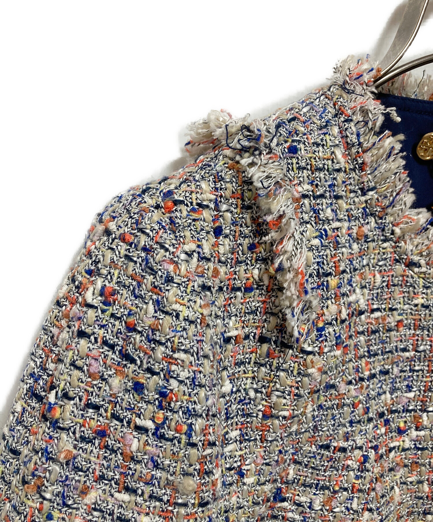 TORY BURCH ネイビー系 ツイードジャケット セレモニー服 トリーバーチ 中古・古着通販】TORY BURCH (トリーバーチ) ノーカラーツイード