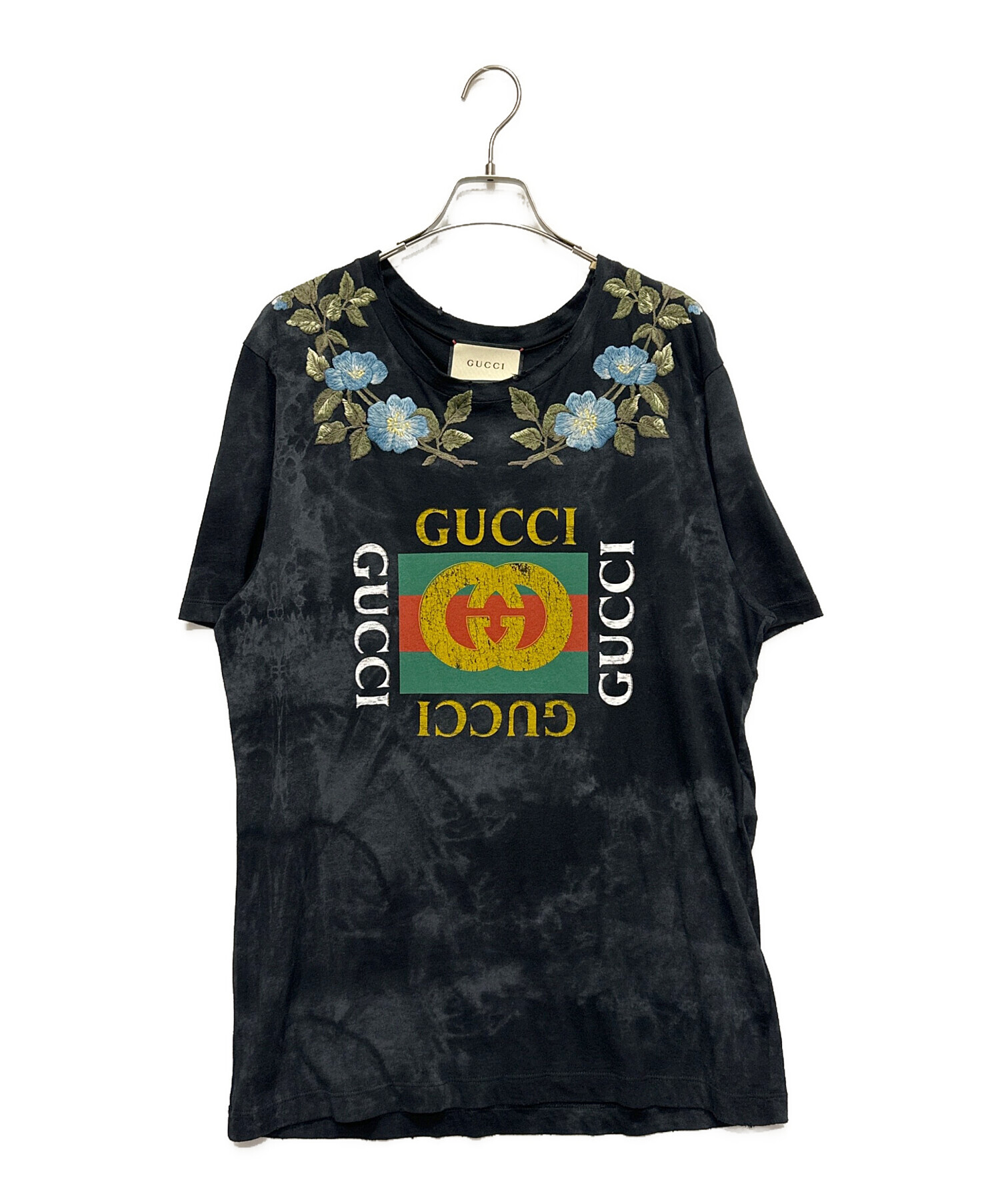 【美品】GUCCI グッチ オールド 花柄 フラワー 半袖 Tシャツ アーカイブ 中古・古着通販】GUCCI (グッチ) 17AW Floral Embroidery Tee ブラック