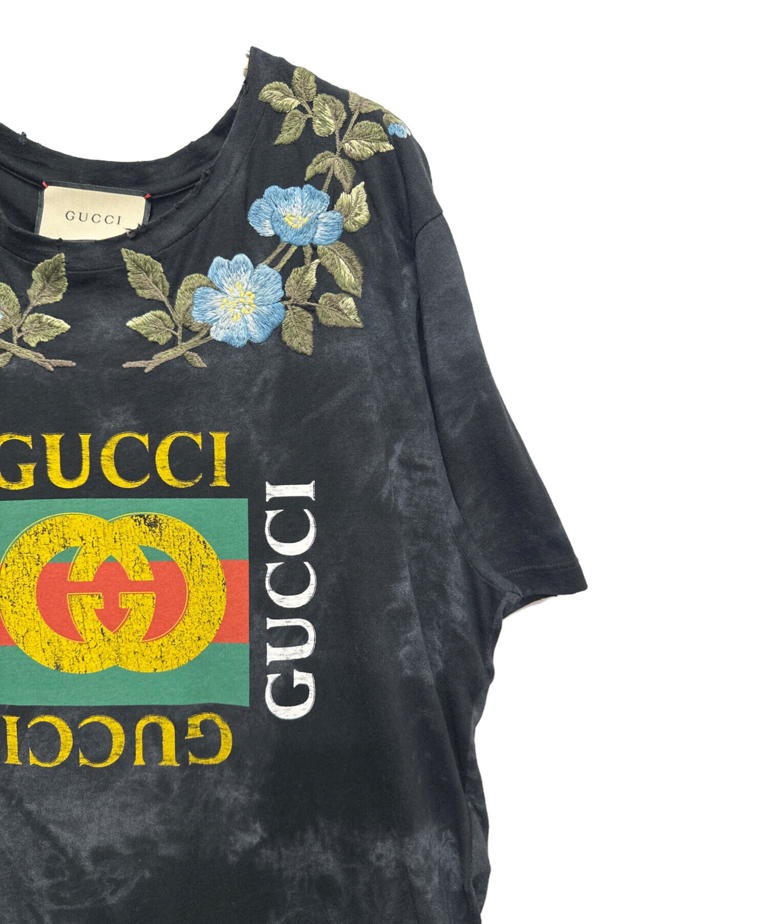グッチ　正規店購入　Tシャツ 中古・古着通販】GUCCI (グッチ) 17AW Floral Embroidery Tee ブラック
