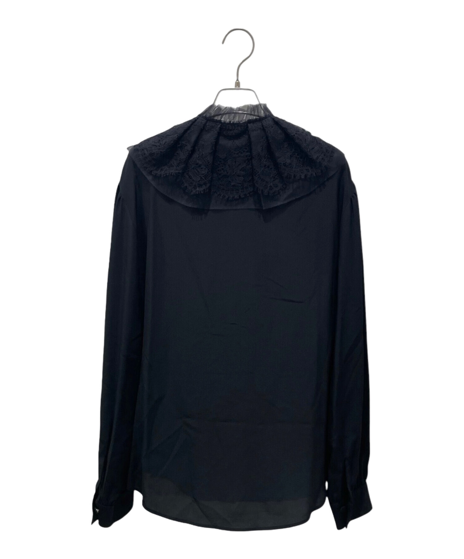 GUCCI レースアップ 長袖シャツ ブラック 中古・古着通販】GUCCI (グッチ) フリルレースブラウス ブラック