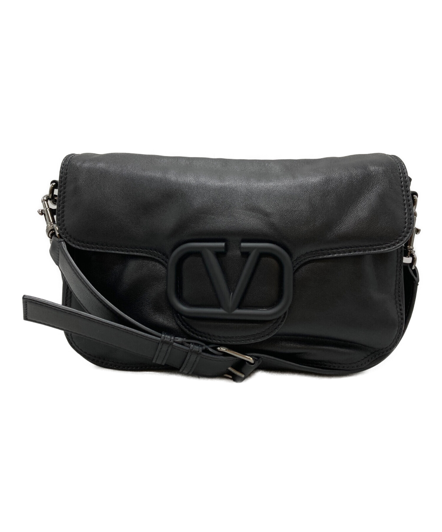 【極美品】ヴァレンティノガラバーニ メッセンジャーバッグ ショルダー ロゴ 黒 中古・古着通販】VALENTINO GARAVANI (ヴァレンティノ・ガラヴァーニ